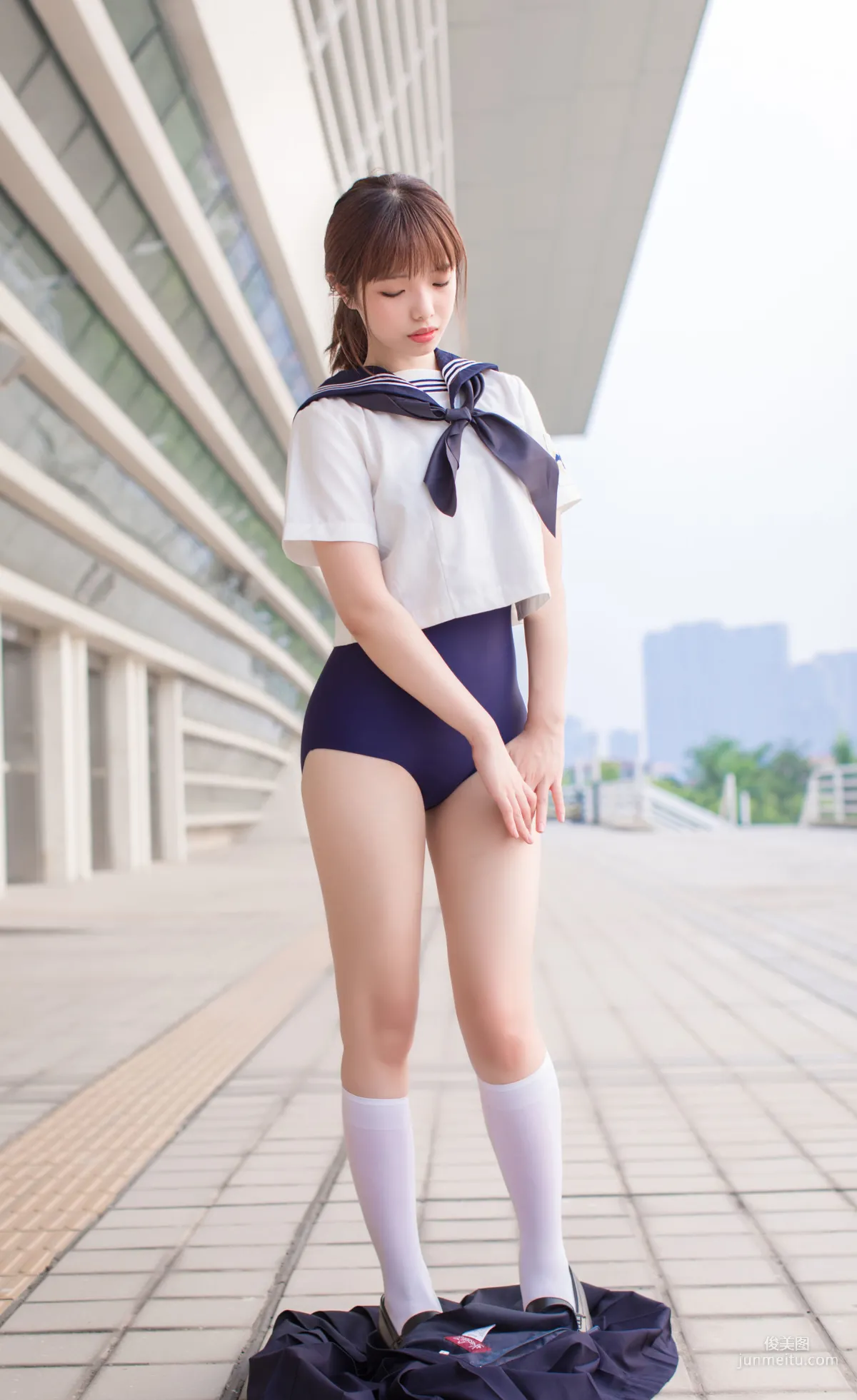 COSER Wenmei Bujiang Daoli, JK + White Stockings + School Swimsuit [COSPLAY] Photo Set photo 14