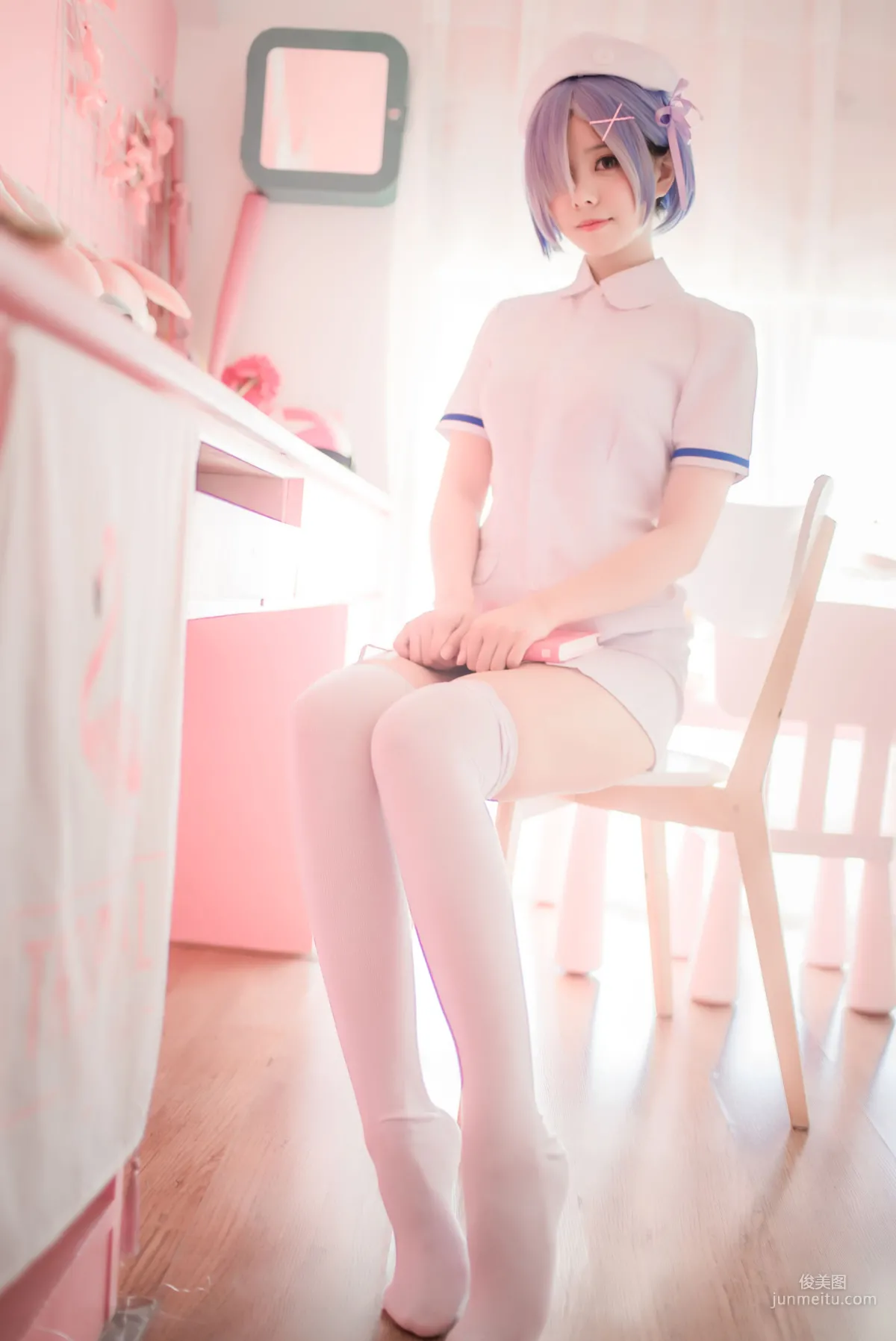 Xiaoye Meizi w 'White Gauze Skirt + Rem Nurse + Rem Bunny Girl' [Web Idols] Photo Set photo 11