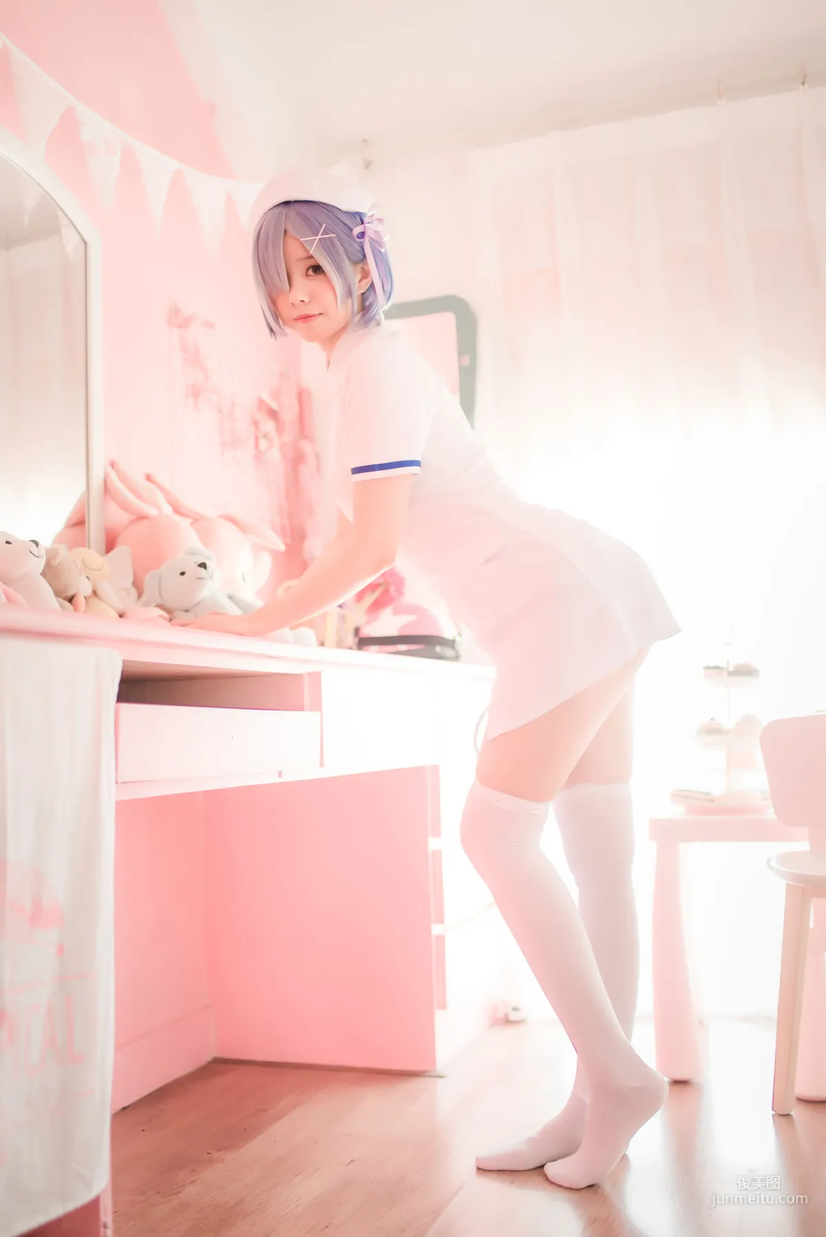 Xiaoye Meizi w 'White Gauze Skirt + Rem Nurse + Rem Bunny Girl' [Web Idols] Photo Set photo 13