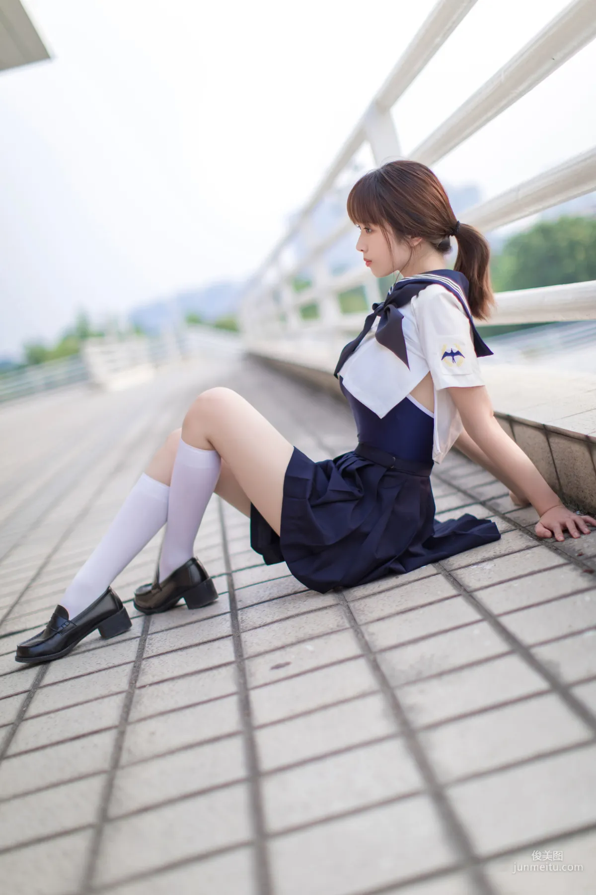COSER Wenmei Bujiang Daoli, JK + White Stockings + School Swimsuit [COSPLAY] Photo Set photo 5