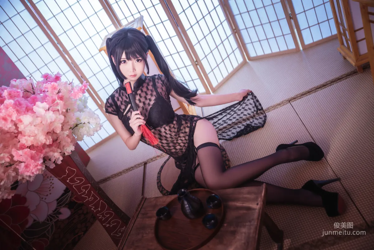 Mianbing Xianer, Black Stockings Sexy Cheongsam [Cosplay] Photo Set photo 1