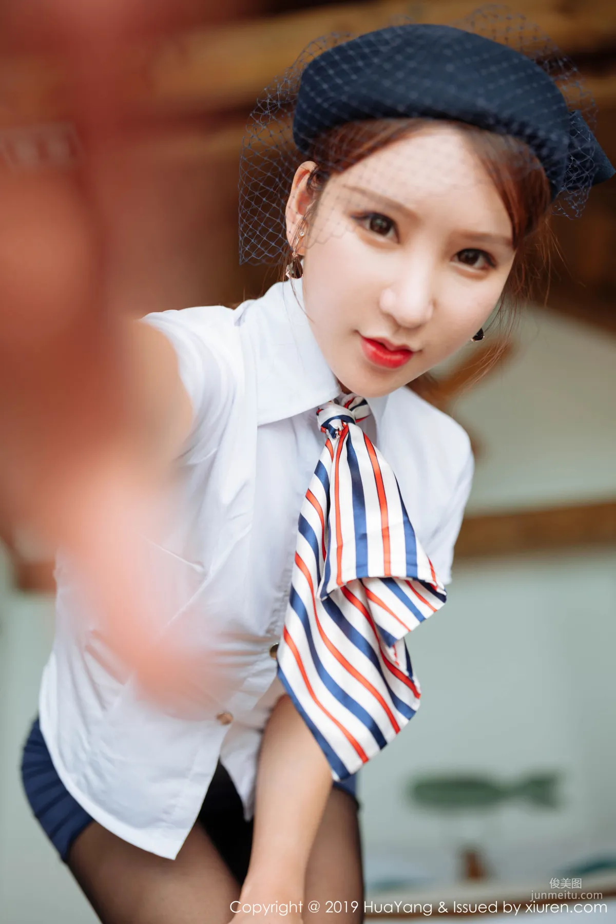Zhou Yuxi Sandy Role Play Flight Attendant Uniform Lingerie [HuaYang] Vol.186 Photo Set photo 8