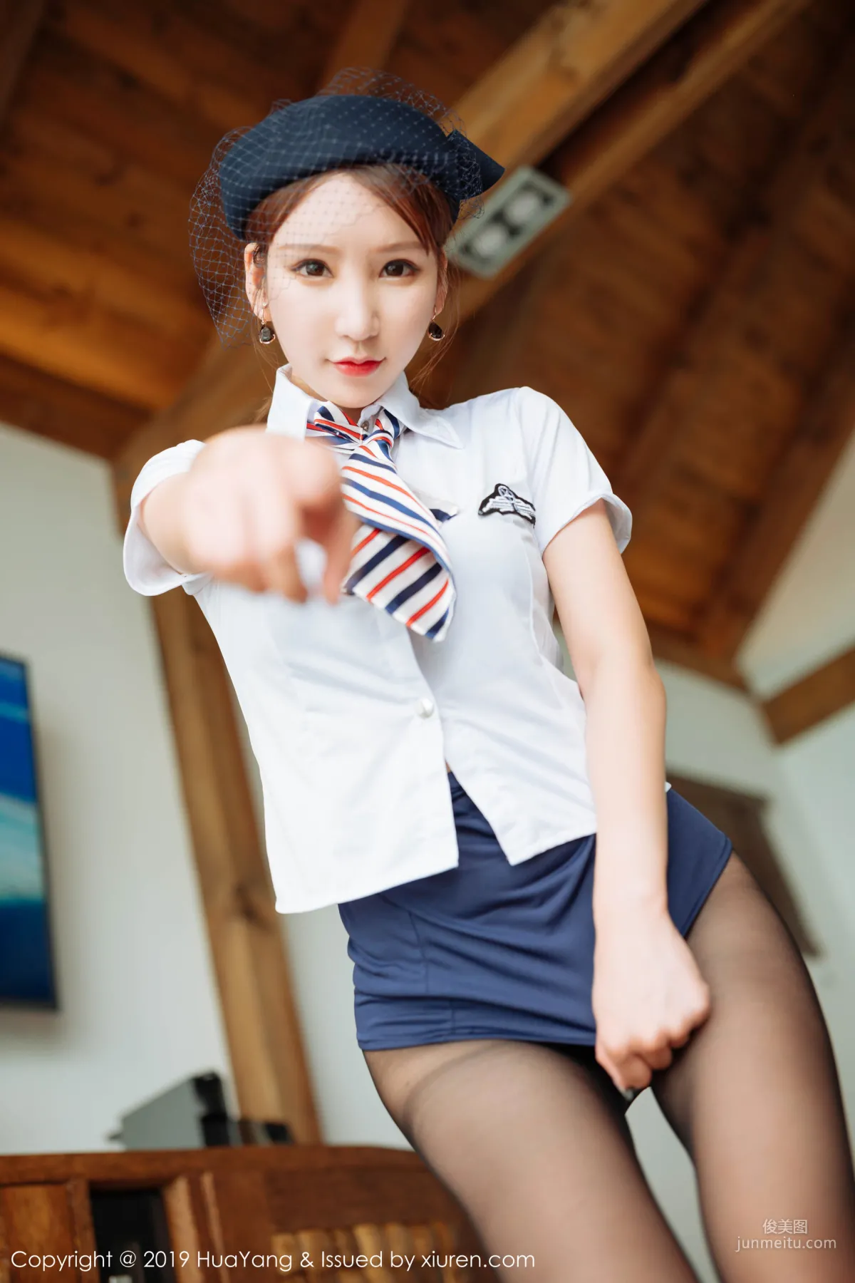 Zhou Yuxi Sandy Role Play Flight Attendant Uniform Lingerie [HuaYang] Vol.186 Photo Set photo 25