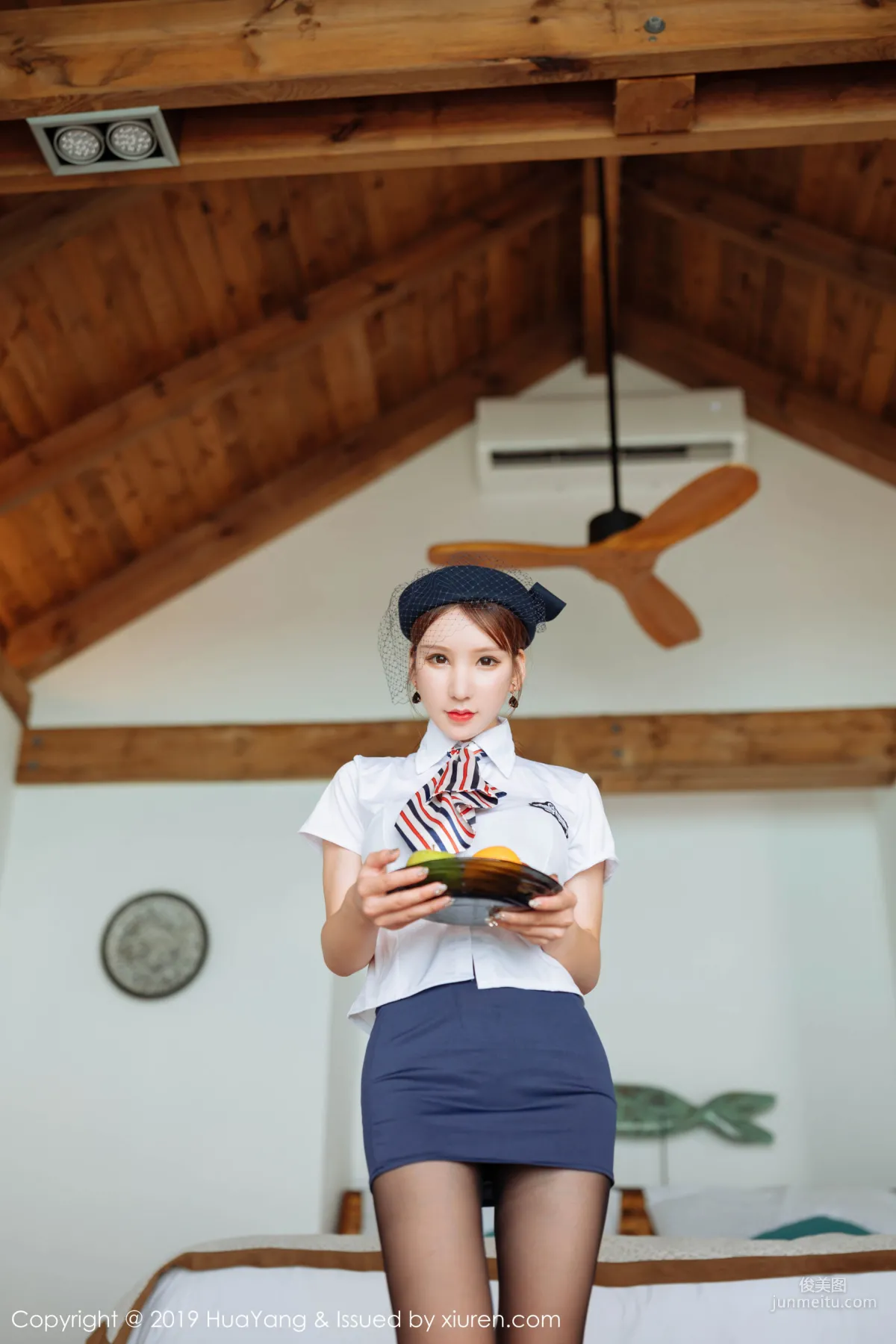 Zhou Yuxi Sandy Role Play Flight Attendant Uniform Lingerie [HuaYang] Vol.186 Photo Set photo 17