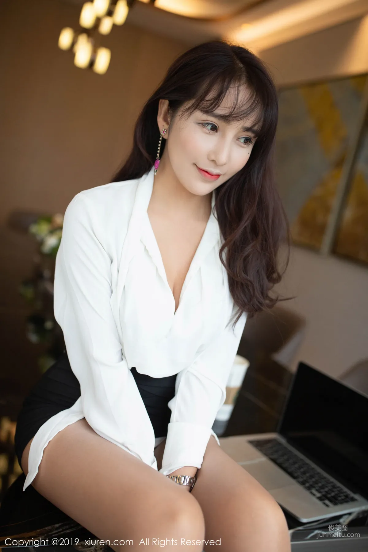 Tao Xile_lele White Shirt and Black Stockings Uniform [XiuRen] No.1776 Photo Set photo 10