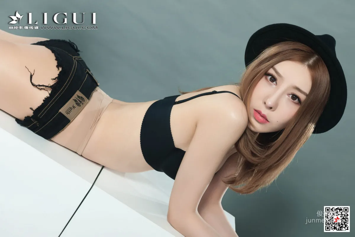 Model Tu Zi, Flesh Stockings and Ultra Short Denim Hot Pants [Ligui] Web Beauty Photo Set photo 54