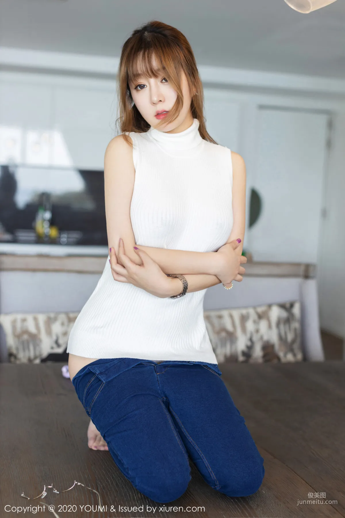 Wang Yuchun, Jeans and Glasses OL Stockings, [YouMi] Vol.407 Photo Set photo 50