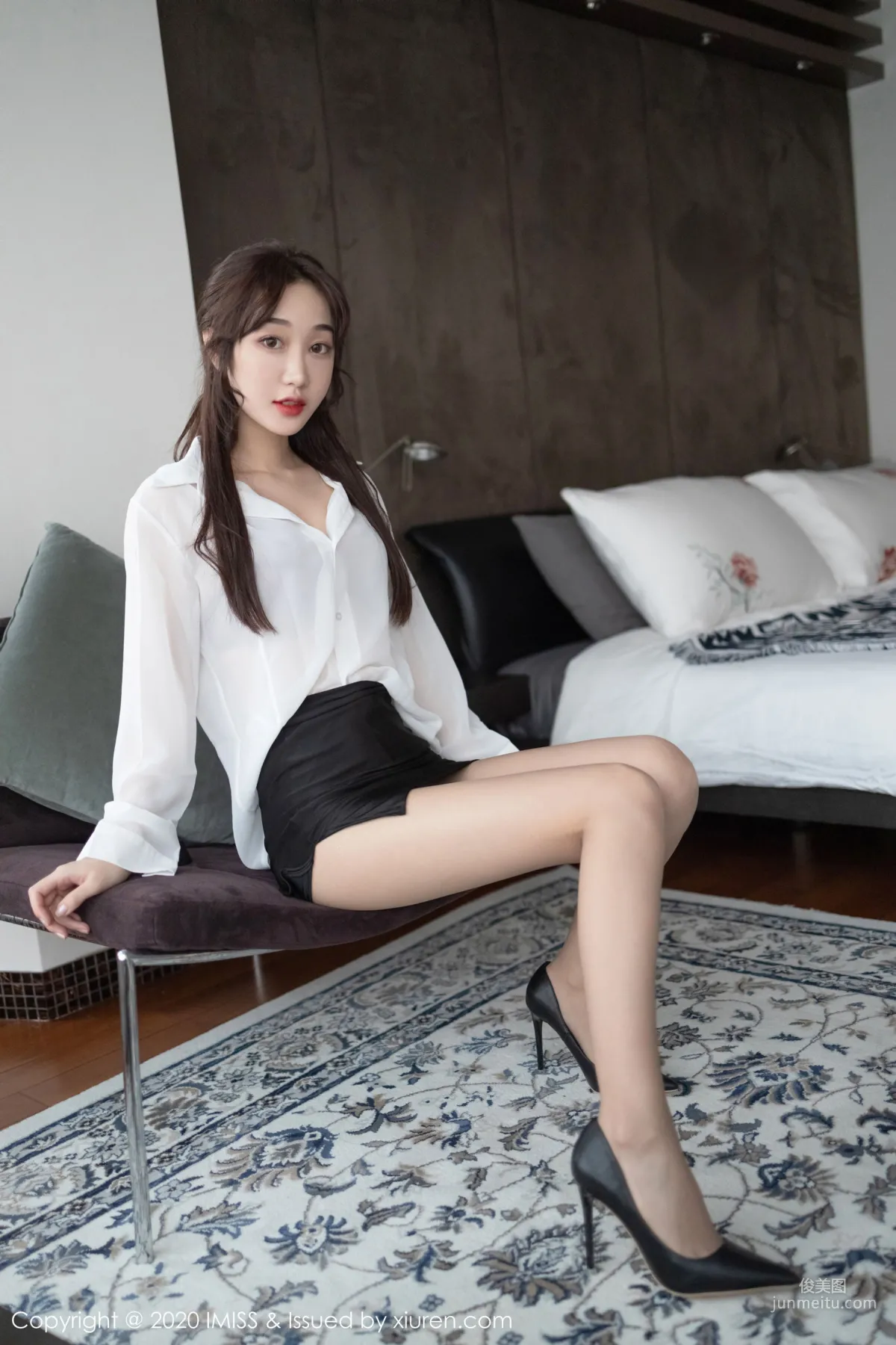 September Sheng_ White Shirt Short Skirt Secretary Professional Wear and Tempting Stockings Beautiful Feet Series [IMISS] Vol.427 Photo Set photo 3