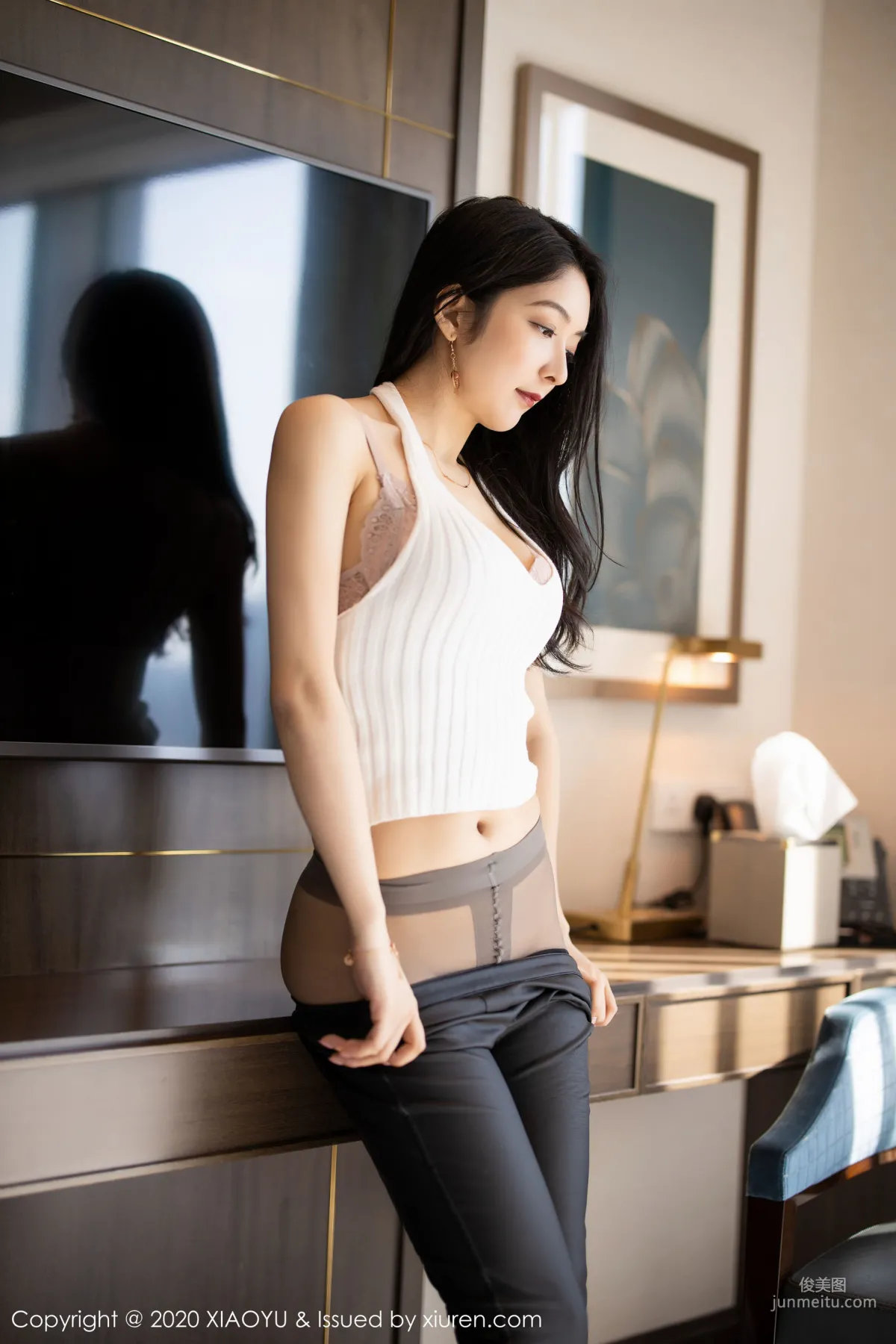 Angela Xiao Reba Leather Pants, Stockings, Cutout Lingerie Sexiness [XIAOYU] Vol.229 Photo Set photo 11