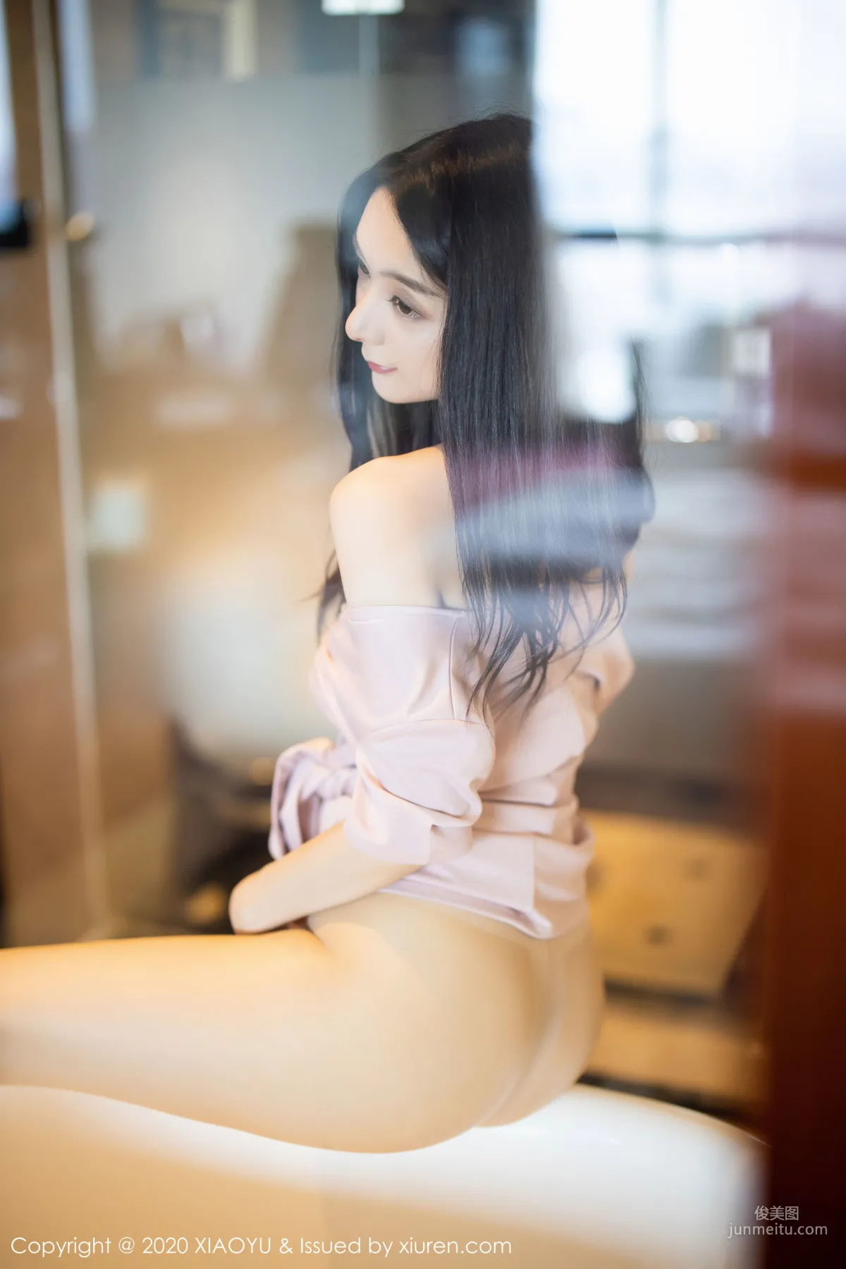 Angela Xiao Reba, Rose Gold Slip Dress and Stockings Temptation [XIAOYU] Vol.256 Photo Set photo 45