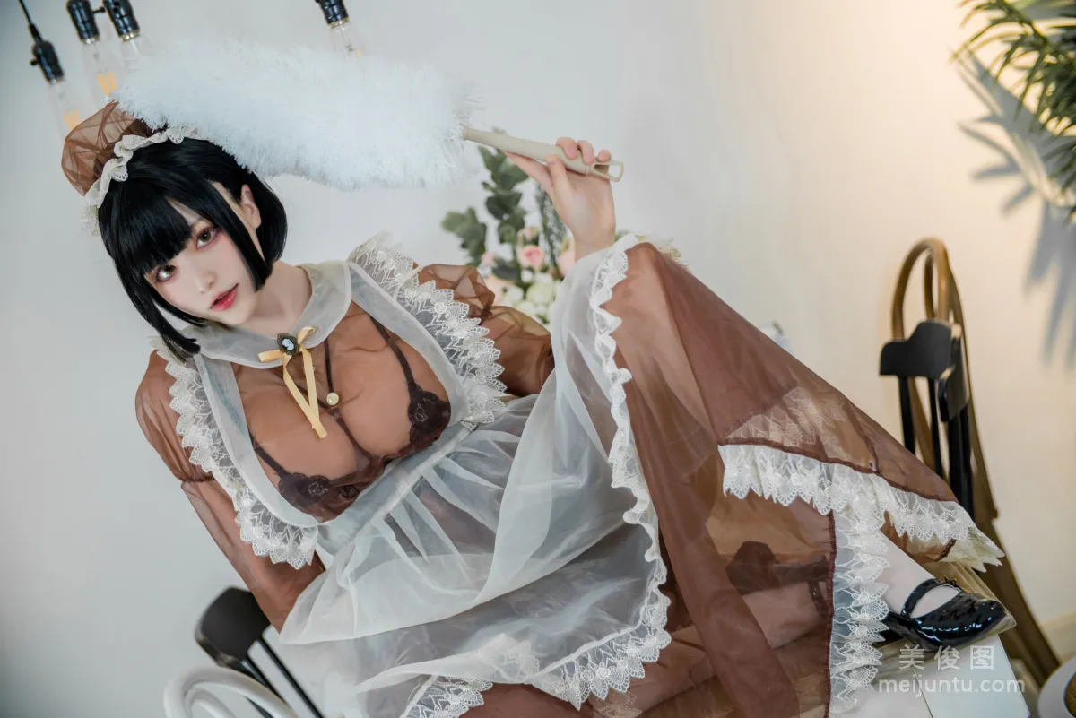 Coser Qisikuai wii Brown Transparent Dress Maid Photo Set photo 22