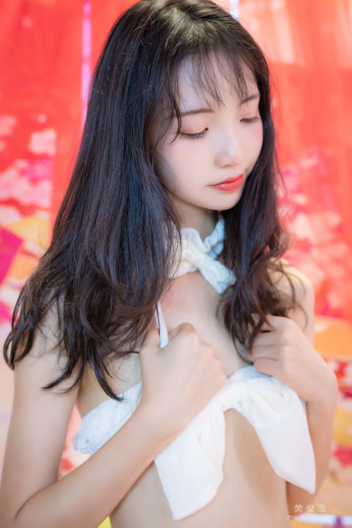 [Web Celebrity Coser] Xi Gua, White Cat Lingerie, Photo Set photo 7
