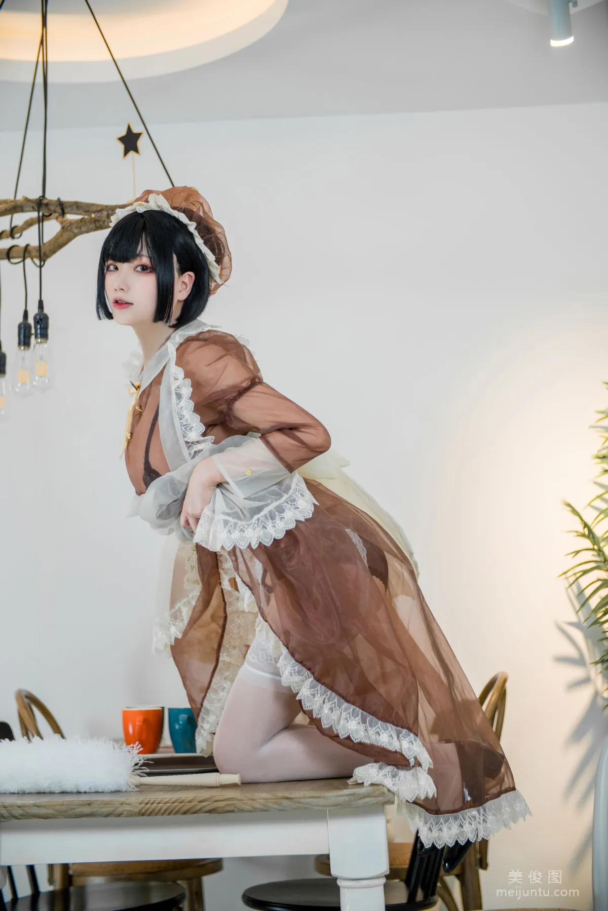 Coser Qisikuai wii Brown Transparent Dress Maid Photo Set photo 15