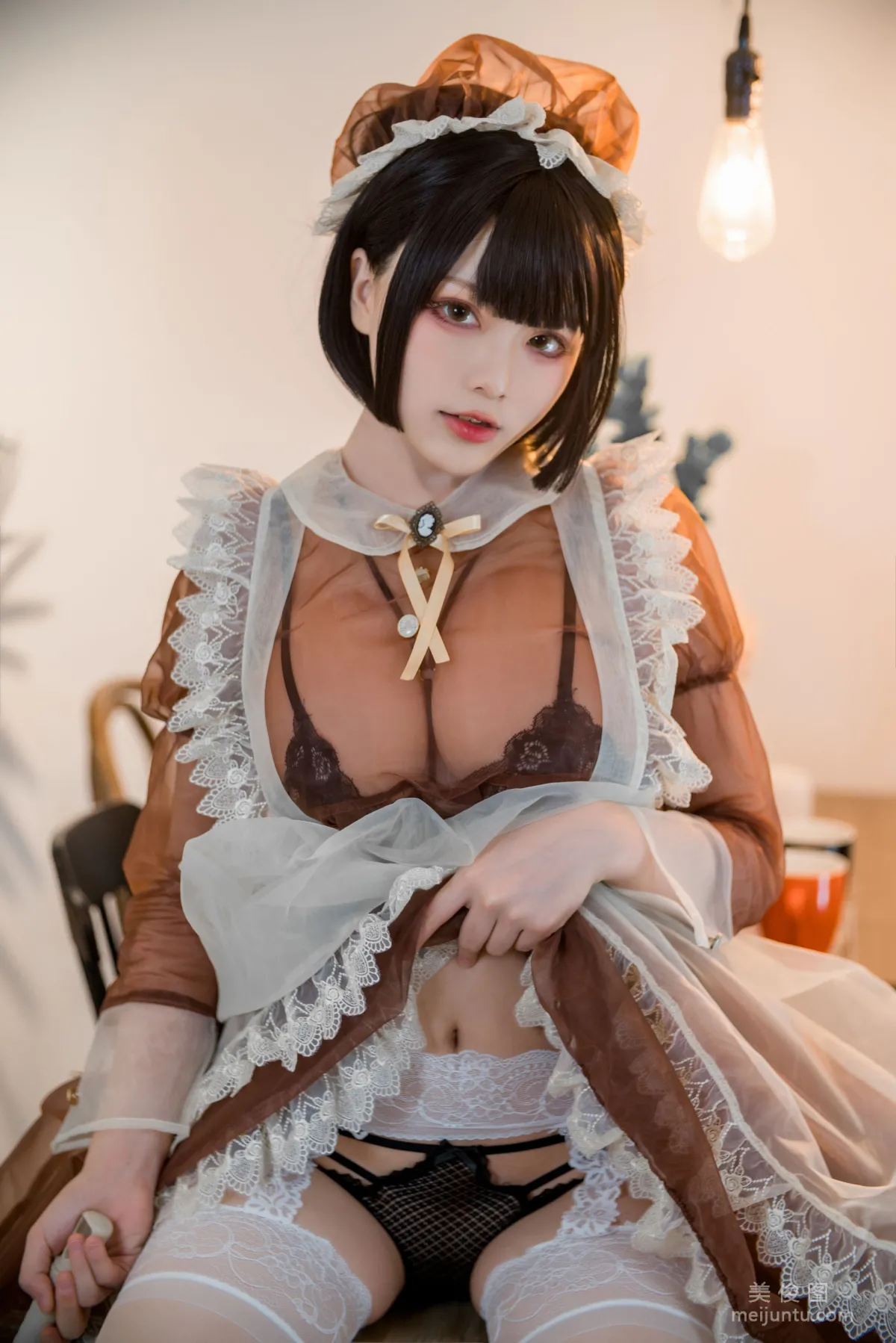 Coser Qisikuai wii Brown Transparent Dress Maid Photo Set photo 24