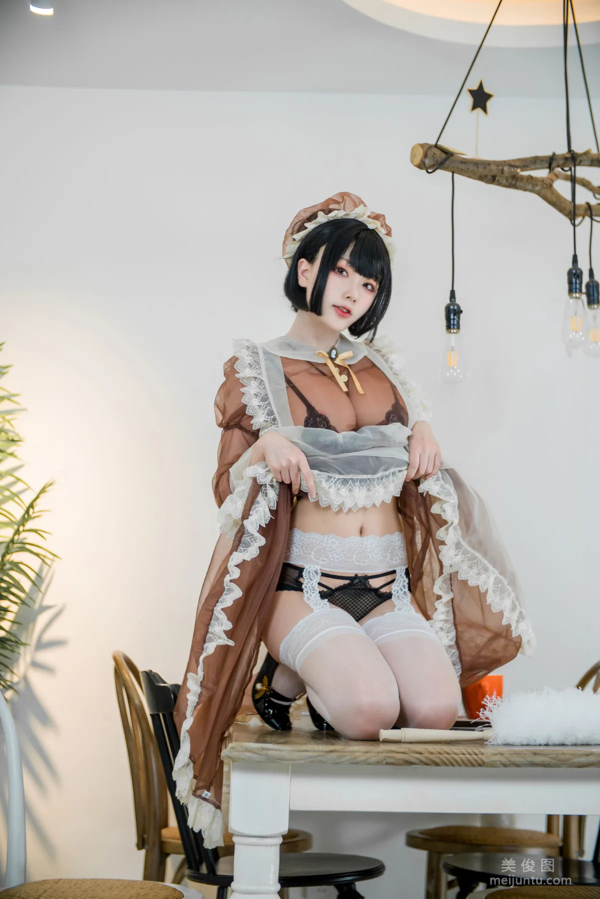 Coser Qisikuai wii Brown Transparent Dress Maid Photo Set photo 16