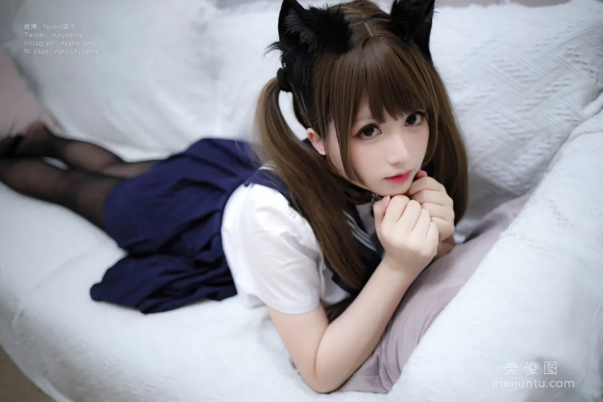 Nyako Miaozi 《Black Stockings Sailor Suit Cat Girl》 Photo Set photo 14