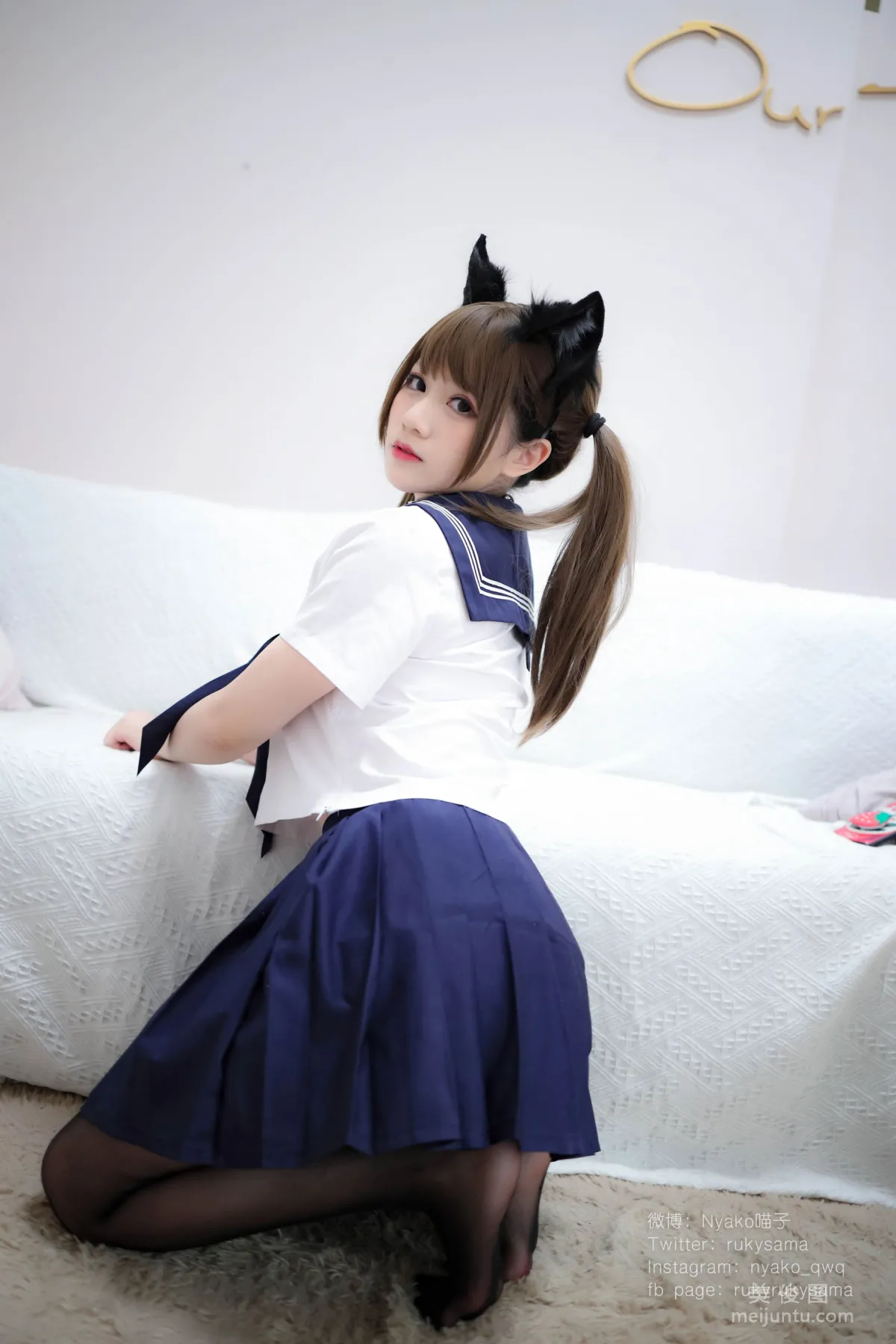 Nyako Miaozi 《Black Stockings Sailor Suit Cat Girl》 Photo Set photo 22
