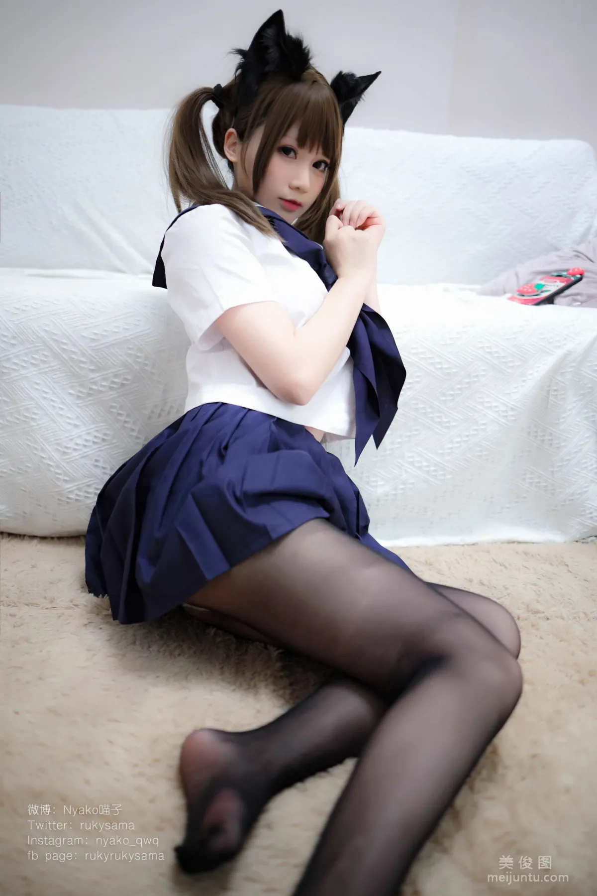 Nyako Miaozi 《Black Stockings Sailor Suit Cat Girl》 Photo Set photo 19