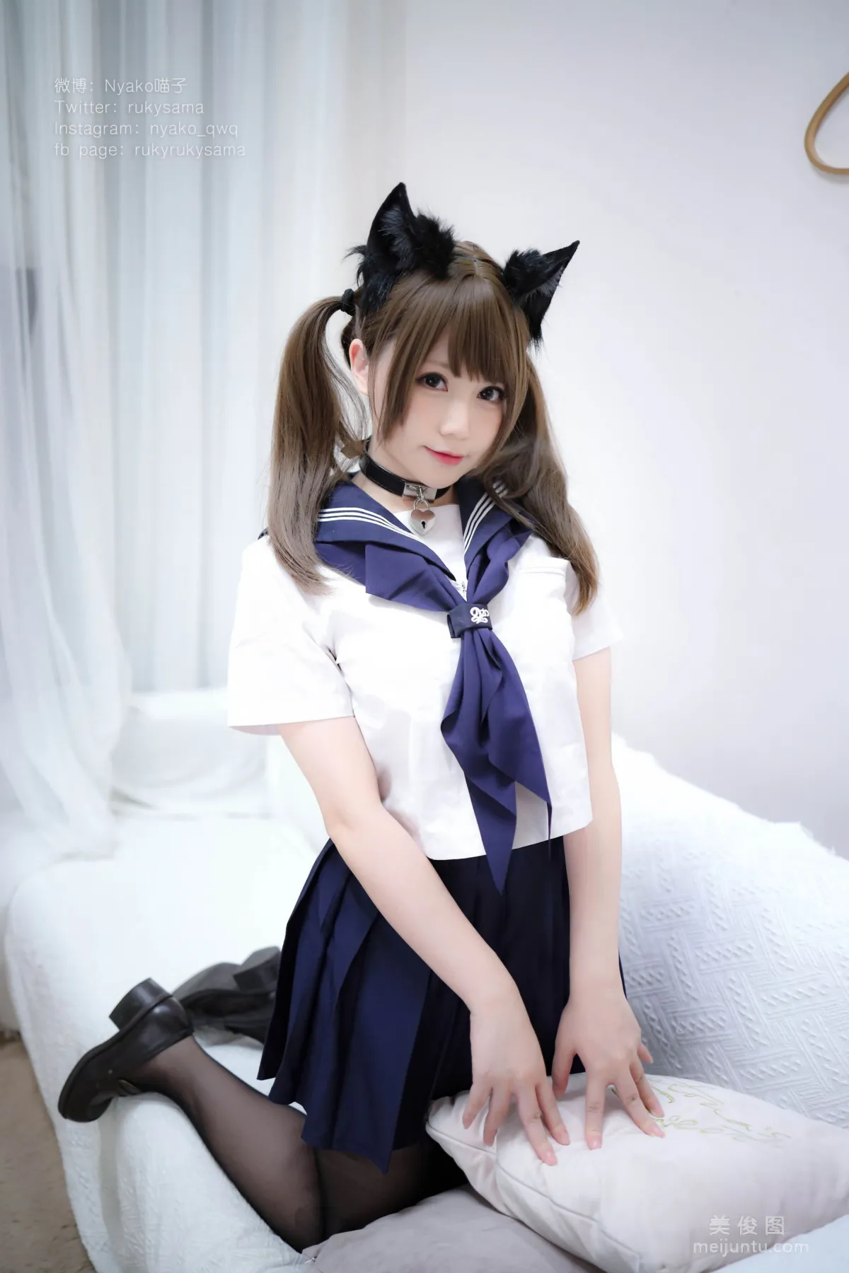 Nyako Miaozi 《Black Stockings Sailor Suit Cat Girl》 Photo Set photo 4
