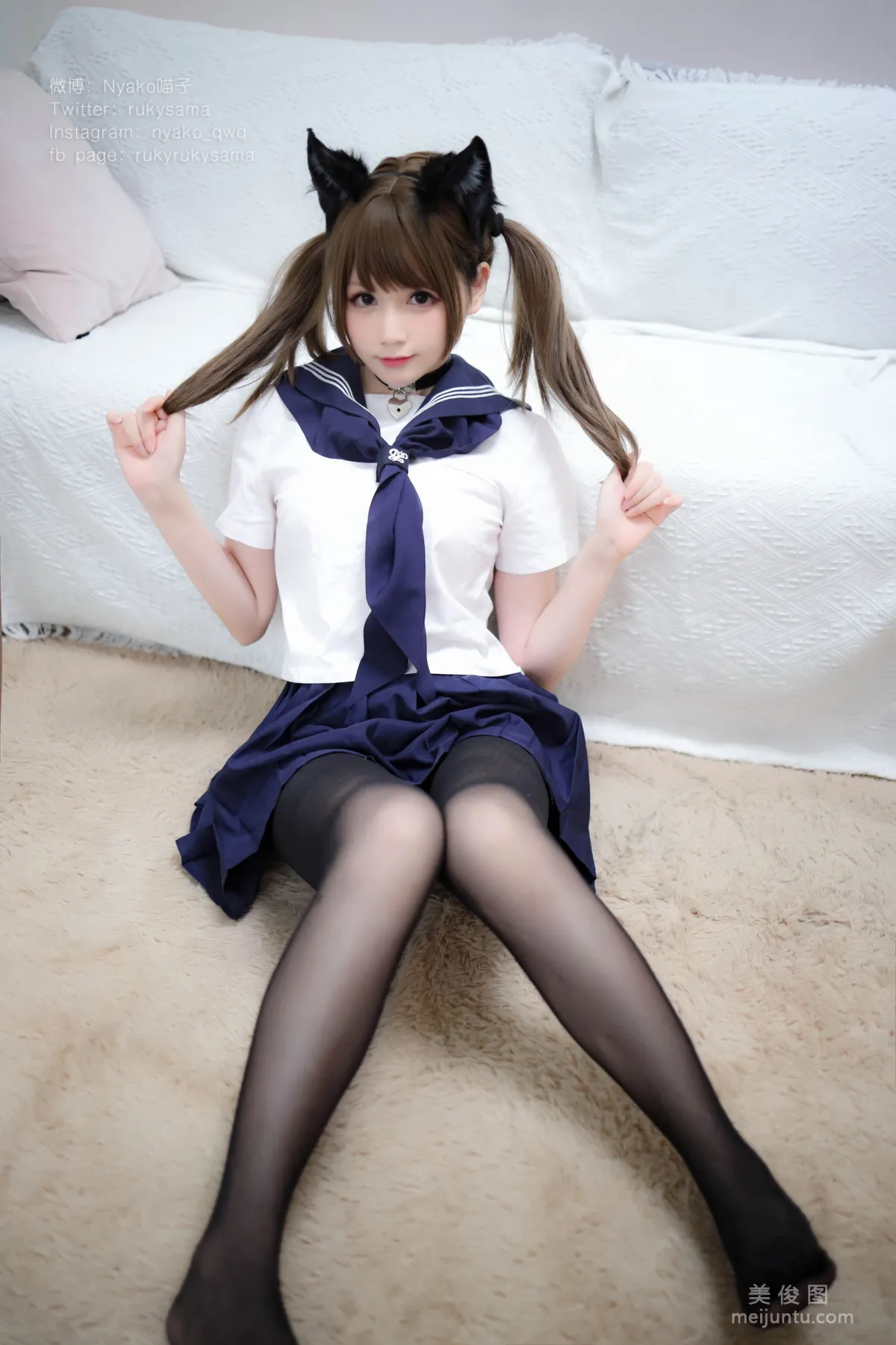 Nyako Miaozi 《Black Stockings Sailor Suit Cat Girl》 Photo Set photo 18