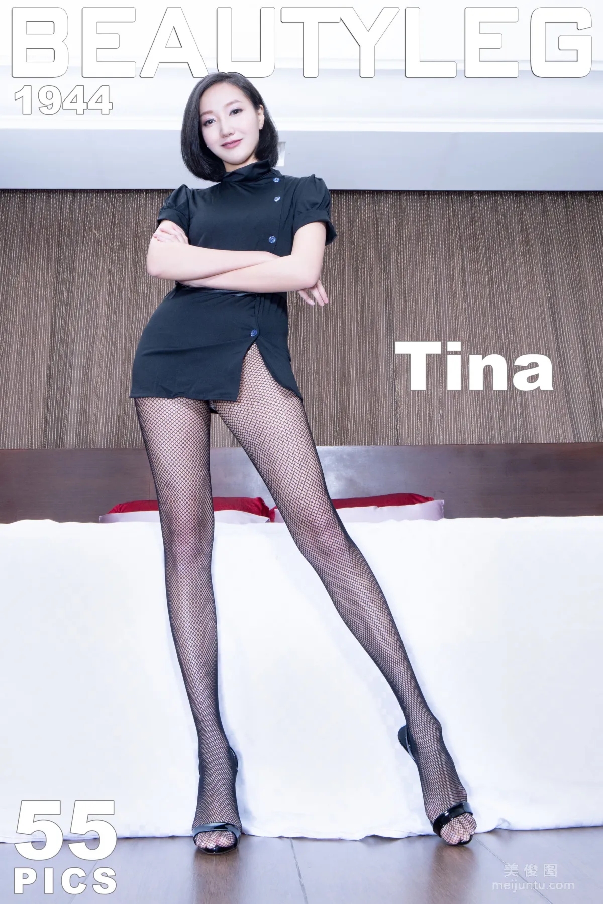 [Beautyleg] No.1944 Tina《黑丝网袜+肉丝内衣》 美腿写真集1