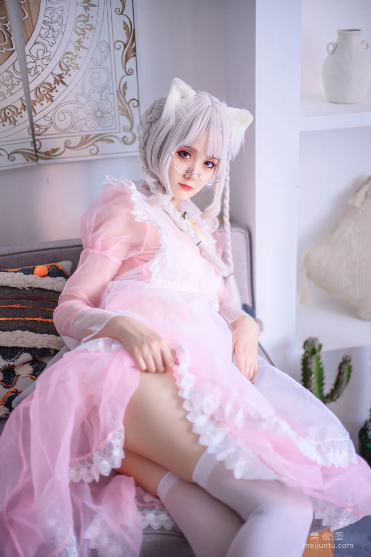 Coser Beauty Akisoso Qiu Chuchu, Pink Transparent Maid Photo Set photo 5