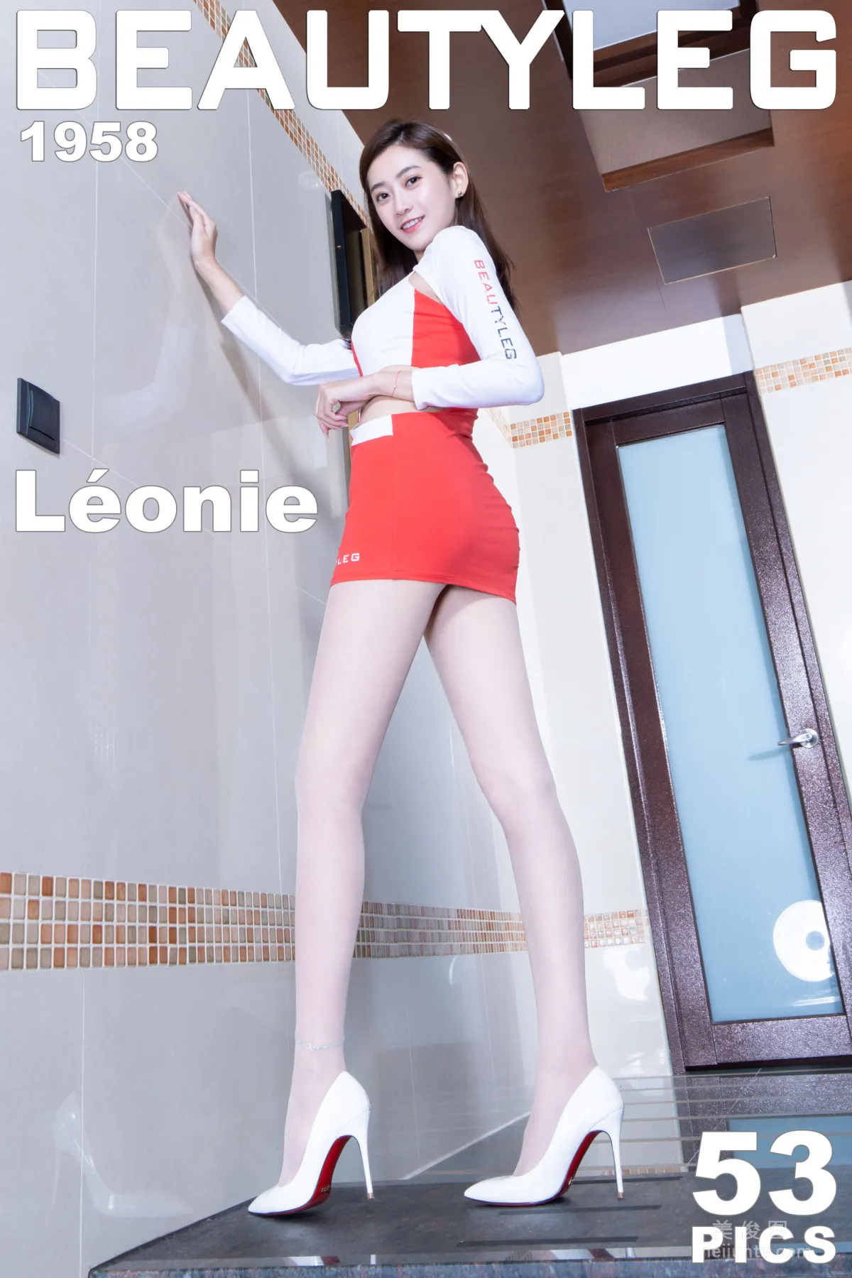 [Beautyleg] No.1958 Leonie Black Silk Fishnet Stockings + Nude Silk Skirt Suit Uniform Legs Photo Set photo 1