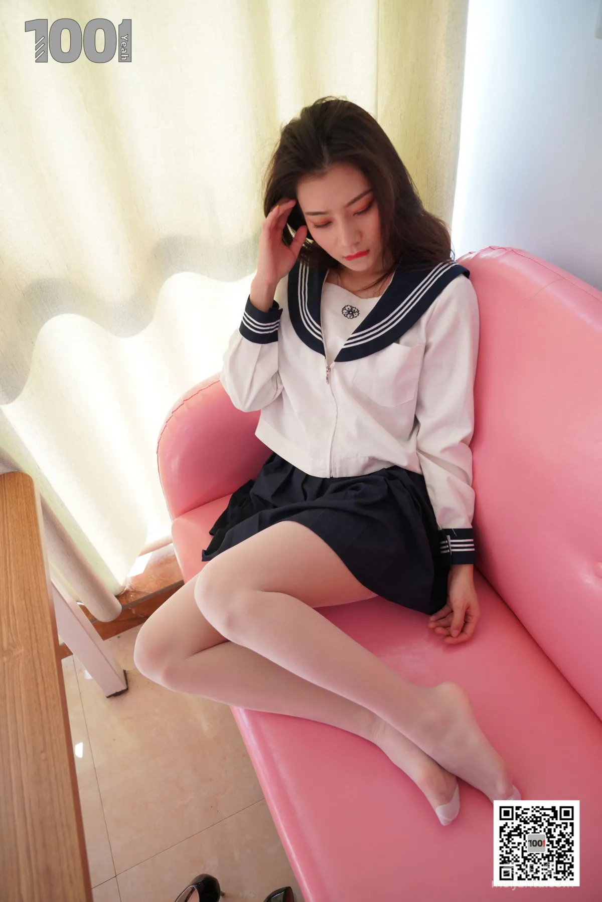 [One Thousand and One Nights] Model Zhen Zhen, The Truant JK Girl 2, White Stockings Uniform Photo Set photo 21