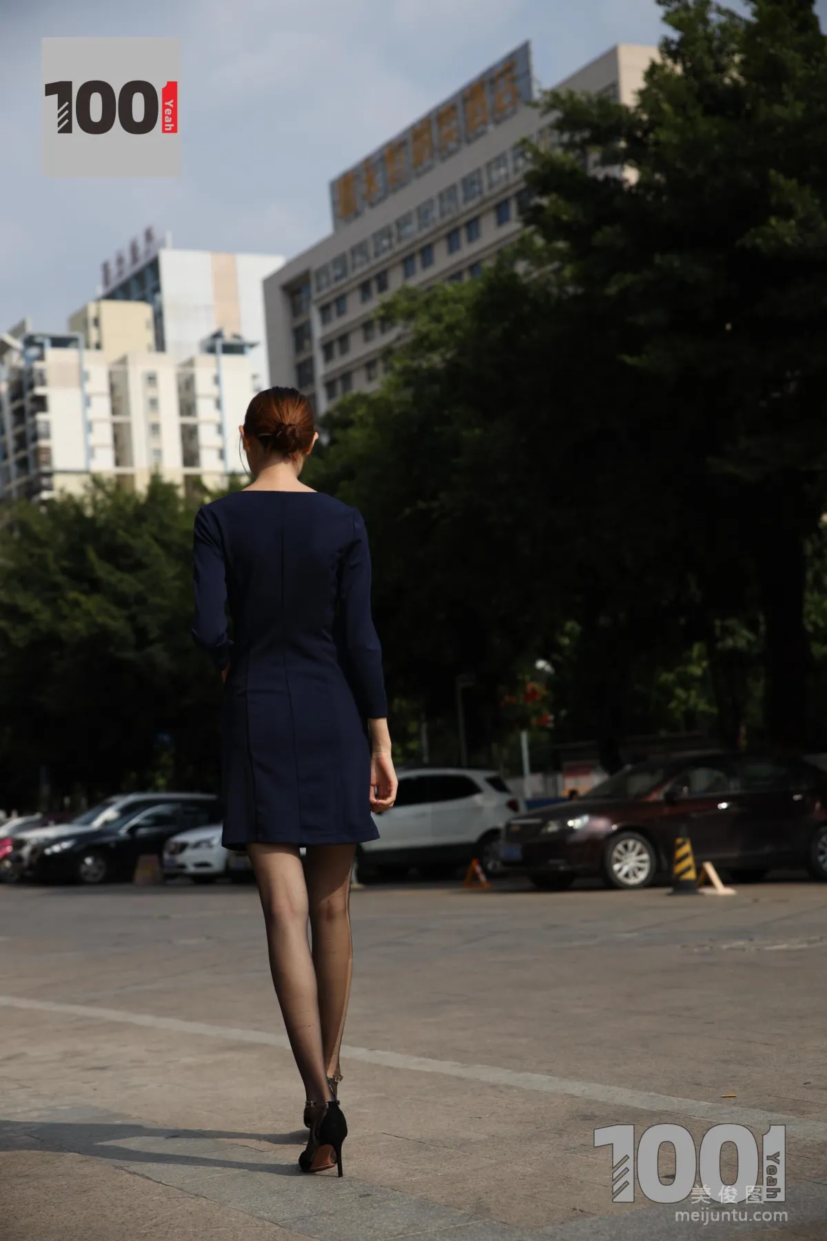 [One Thousand and One Nights] Model: Cao Mei Salesperson's Lunch Break 1 Street Snap Black Stockings Photo Set photo 27