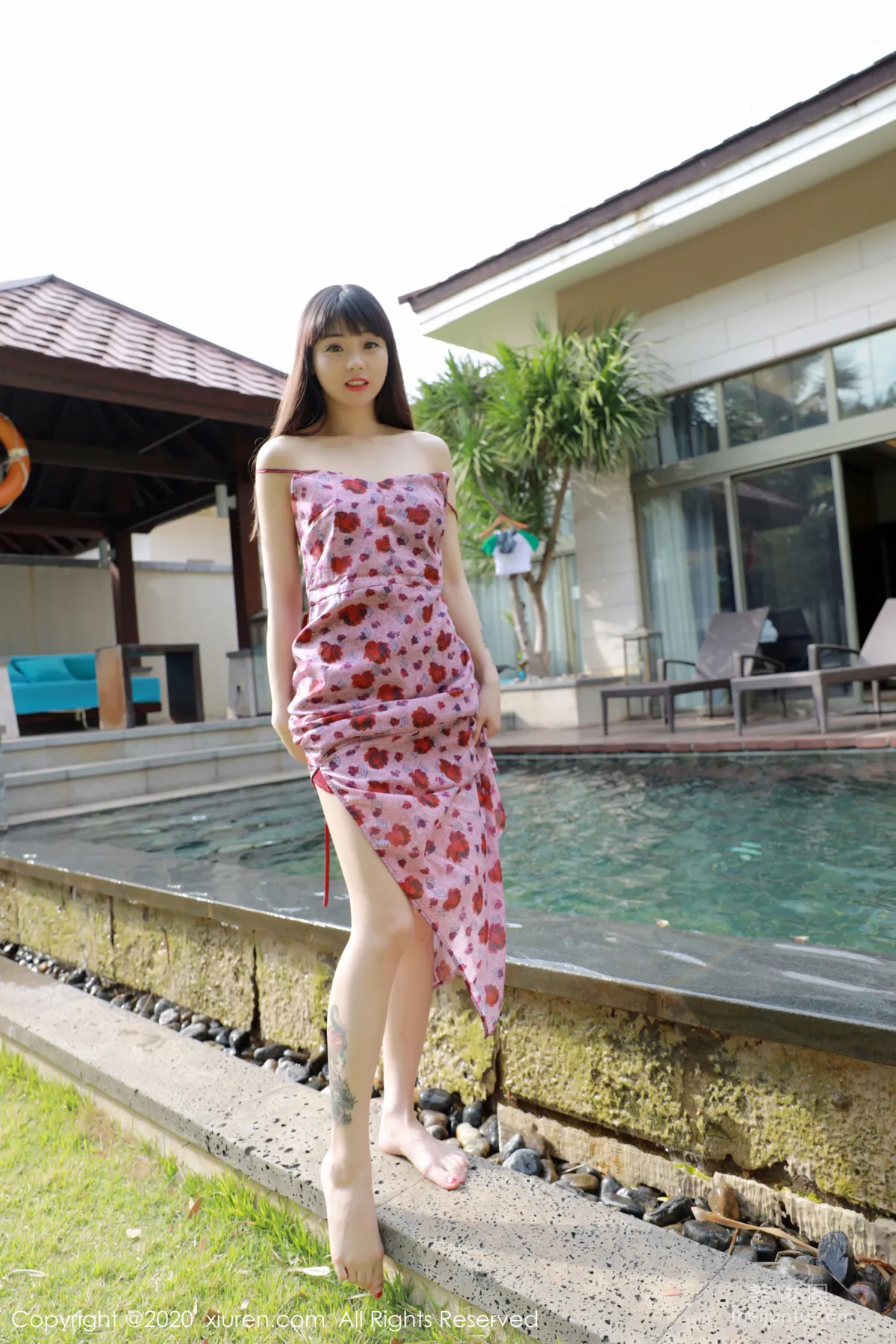 [XiuRen] No.2156 Xiaoshui blue Small Pleated Skirt Outdoor Shoot Series Photo Set photo 9