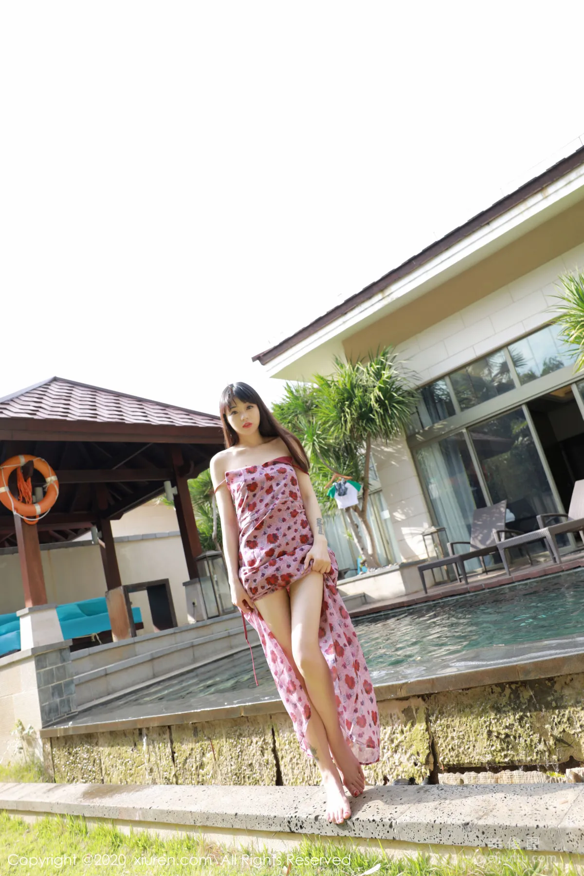 [XiuRen] No.2156 Xiaoshui blue Small Pleated Skirt Outdoor Shoot Series Photo Set photo 13
