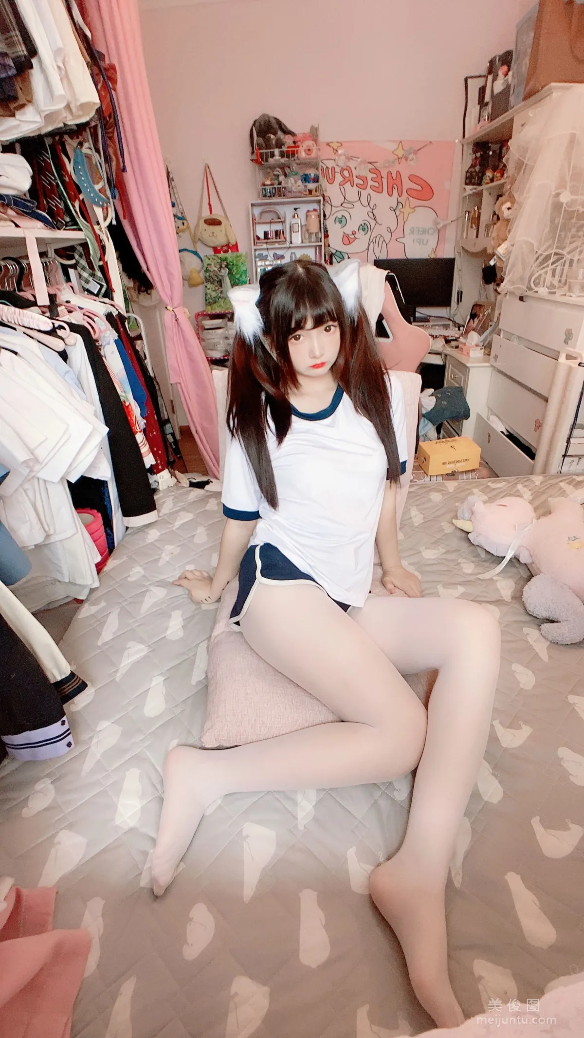 2D Beauty Guchuan kagura, White Stockings Gymnastics Uniform Photo Set photo 19