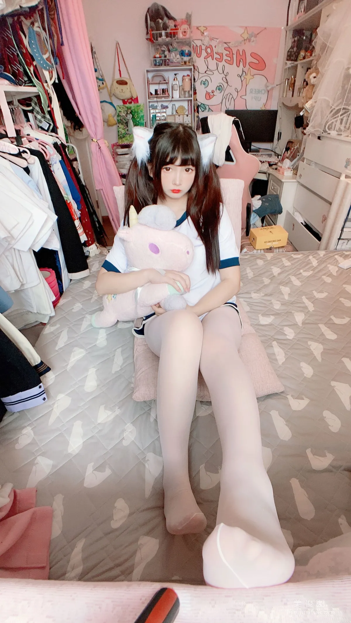 2D Beauty Guchuan kagura, White Stockings Gymnastics Uniform Photo Set photo 23