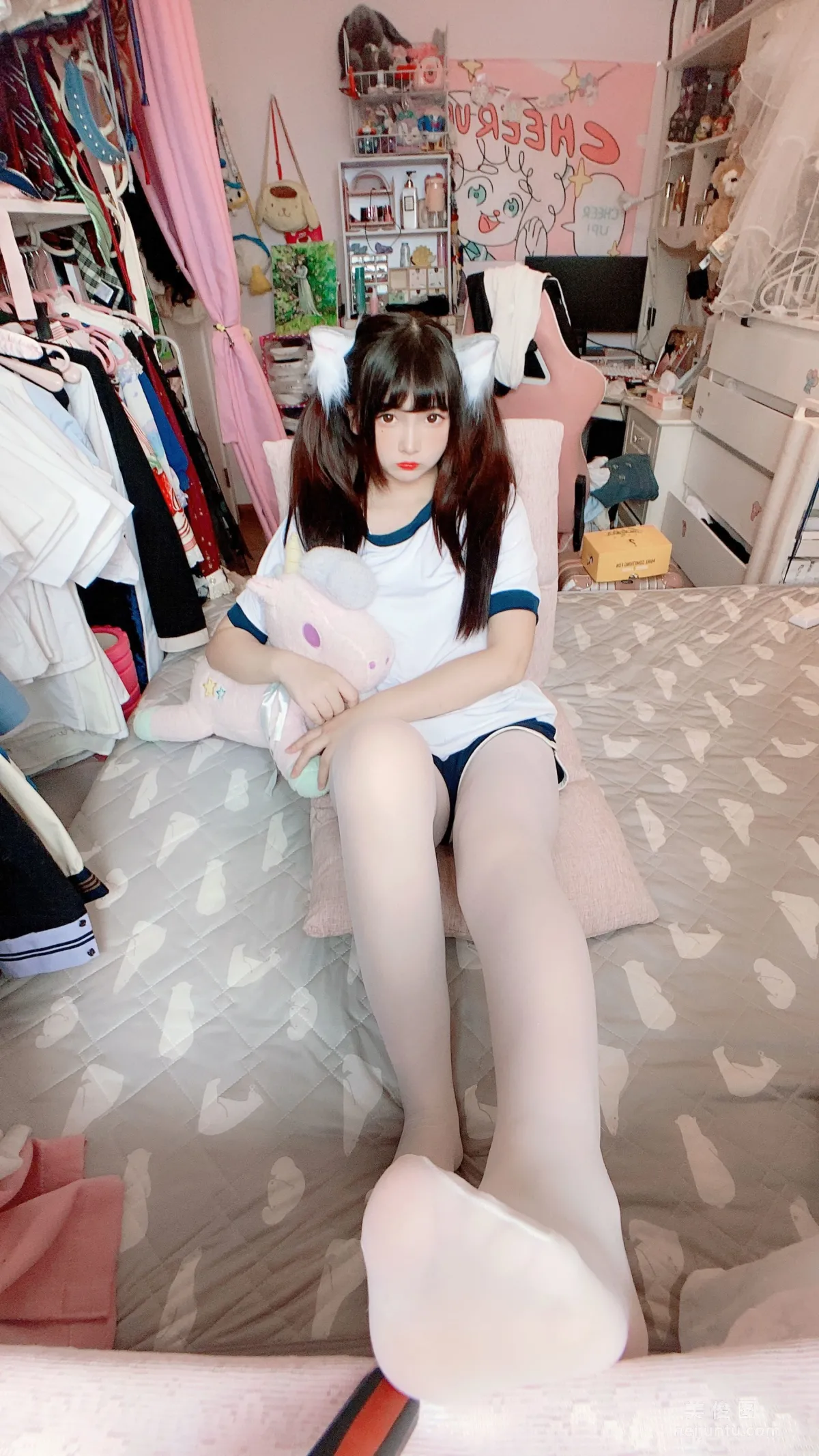 2D Beauty Guchuan kagura, White Stockings Gymnastics Uniform Photo Set photo 25