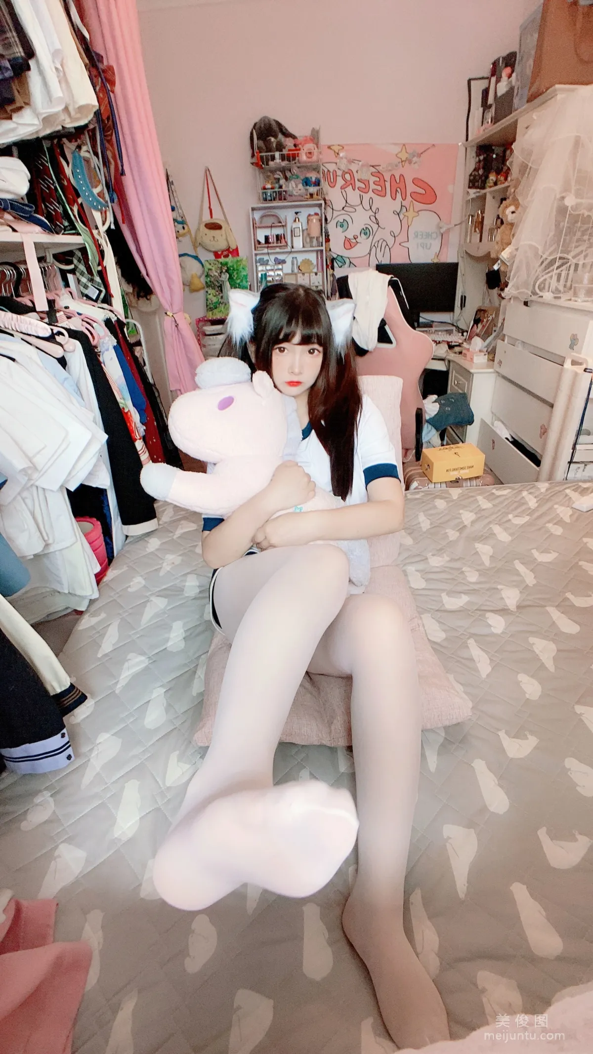 2D Beauty Guchuan kagura, White Stockings Gymnastics Uniform Photo Set photo 20