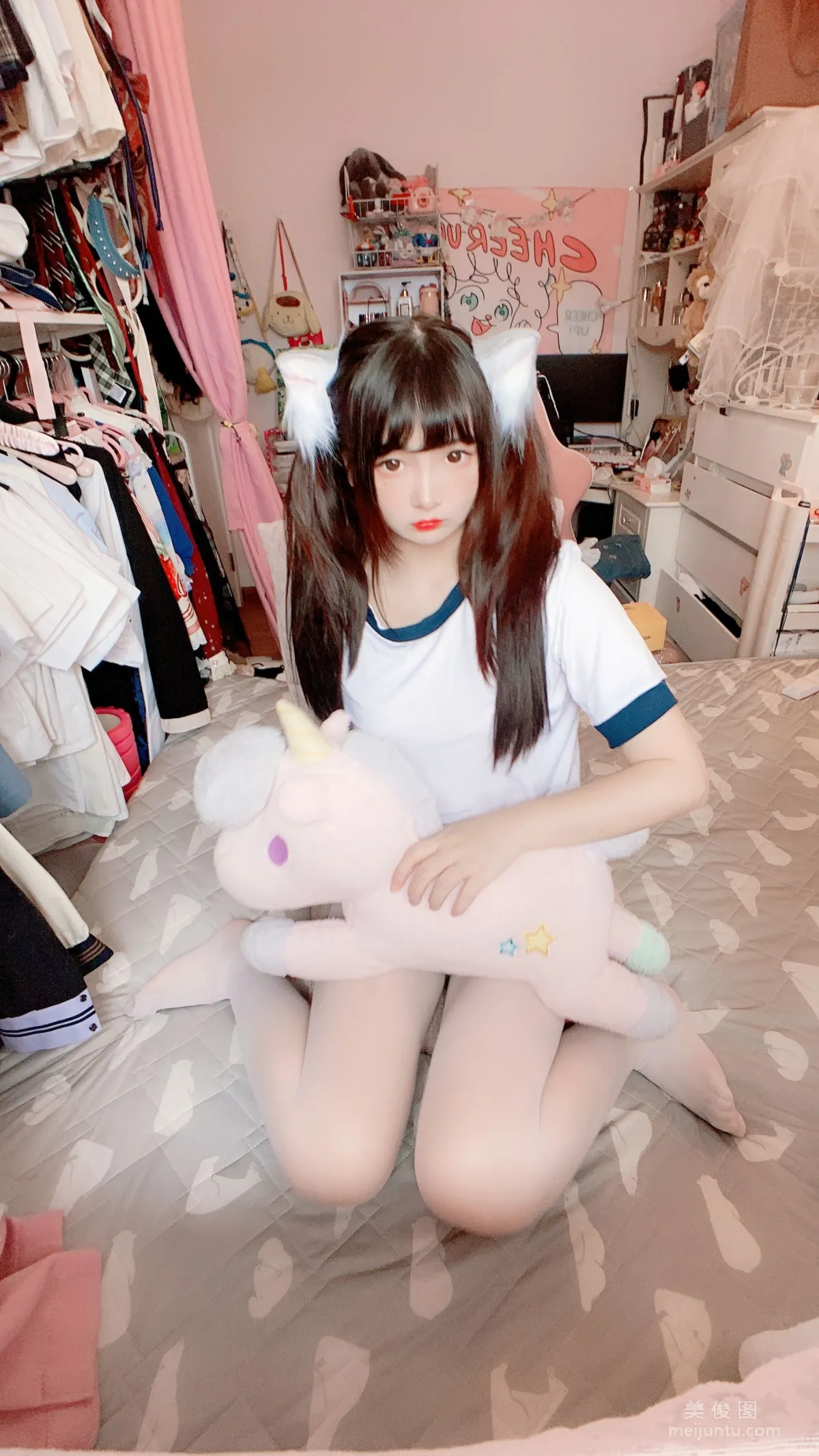 2D Beauty Guchuan kagura, White Stockings Gymnastics Uniform Photo Set photo 22