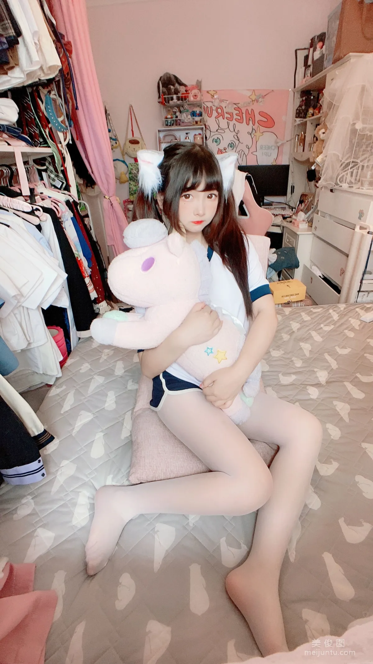 2D Beauty Guchuan kagura, White Stockings Gymnastics Uniform Photo Set photo 24