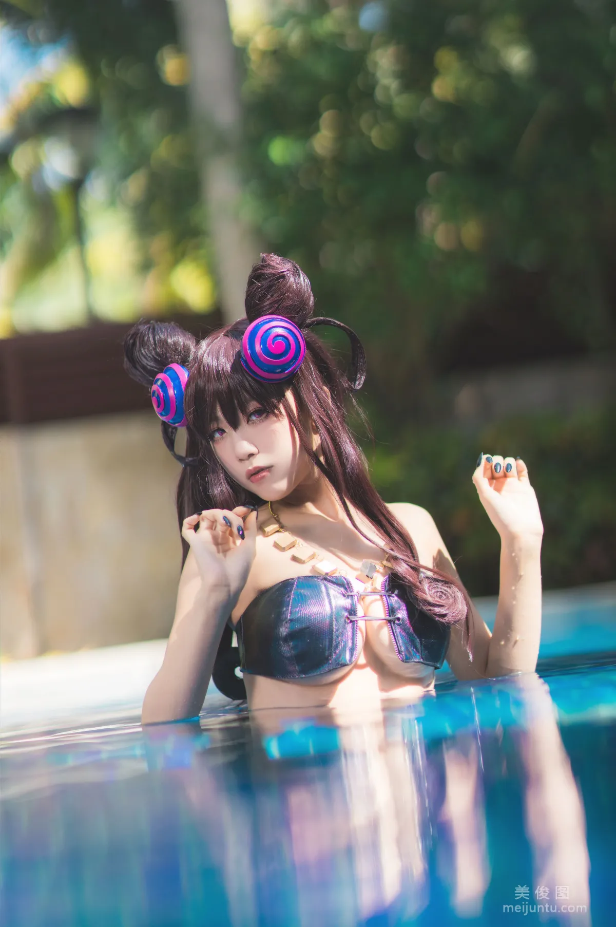 [COS] Anime Blogger Shui Miao aqua Purple Style Swimsuit Ver Photo Set photo 25