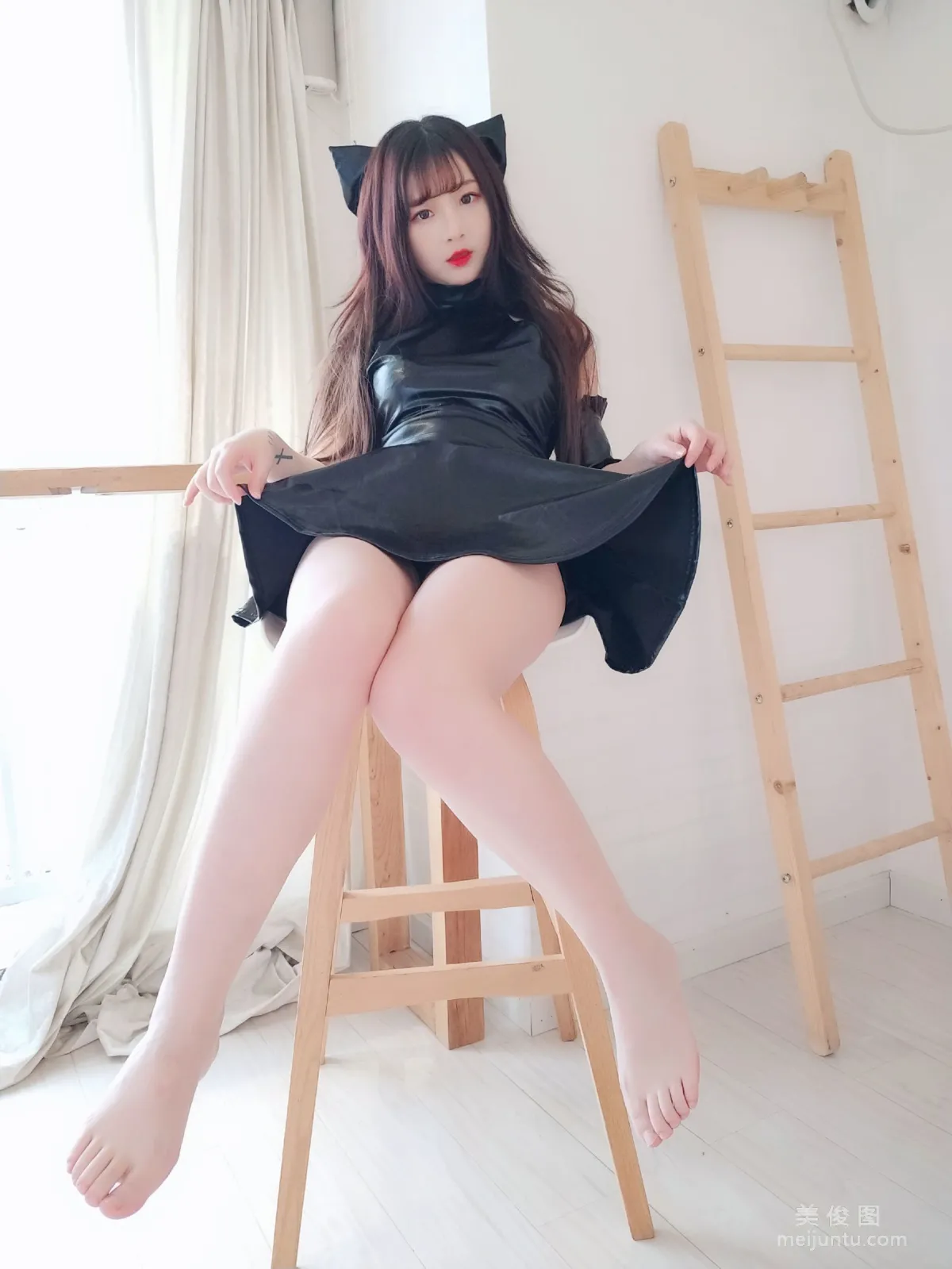 2D Beauty Guchuan kagura, Black Shiny Dress Photo Set photo 2