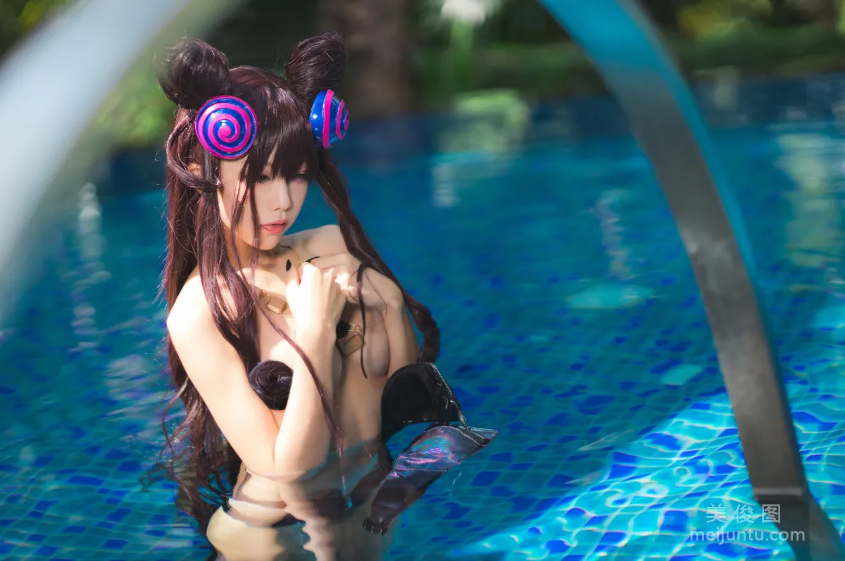 [COS] Anime Blogger Shui Miao aqua Purple Style Swimsuit Ver Photo Set photo 35