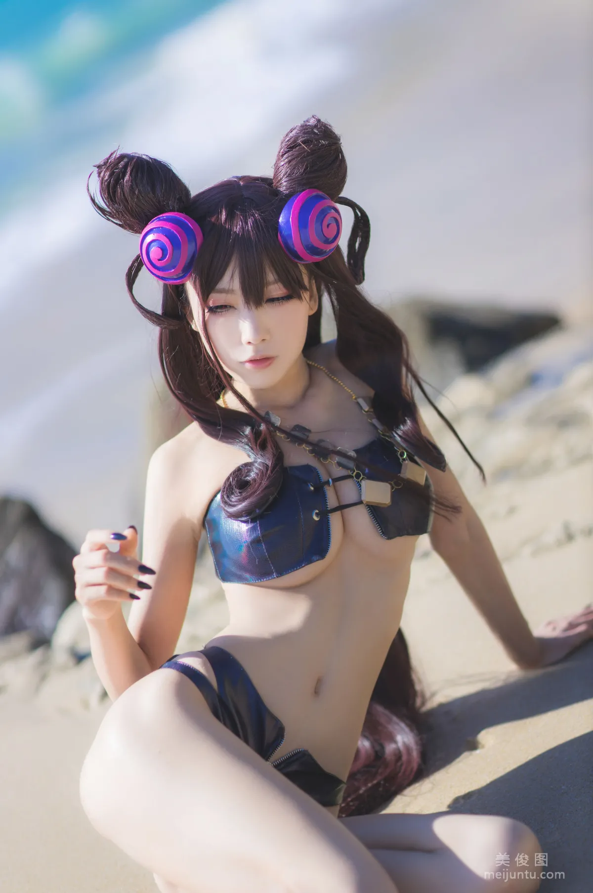 [COS] Anime Blogger Shui Miao aqua Purple Style Swimsuit Ver Photo Set photo 19