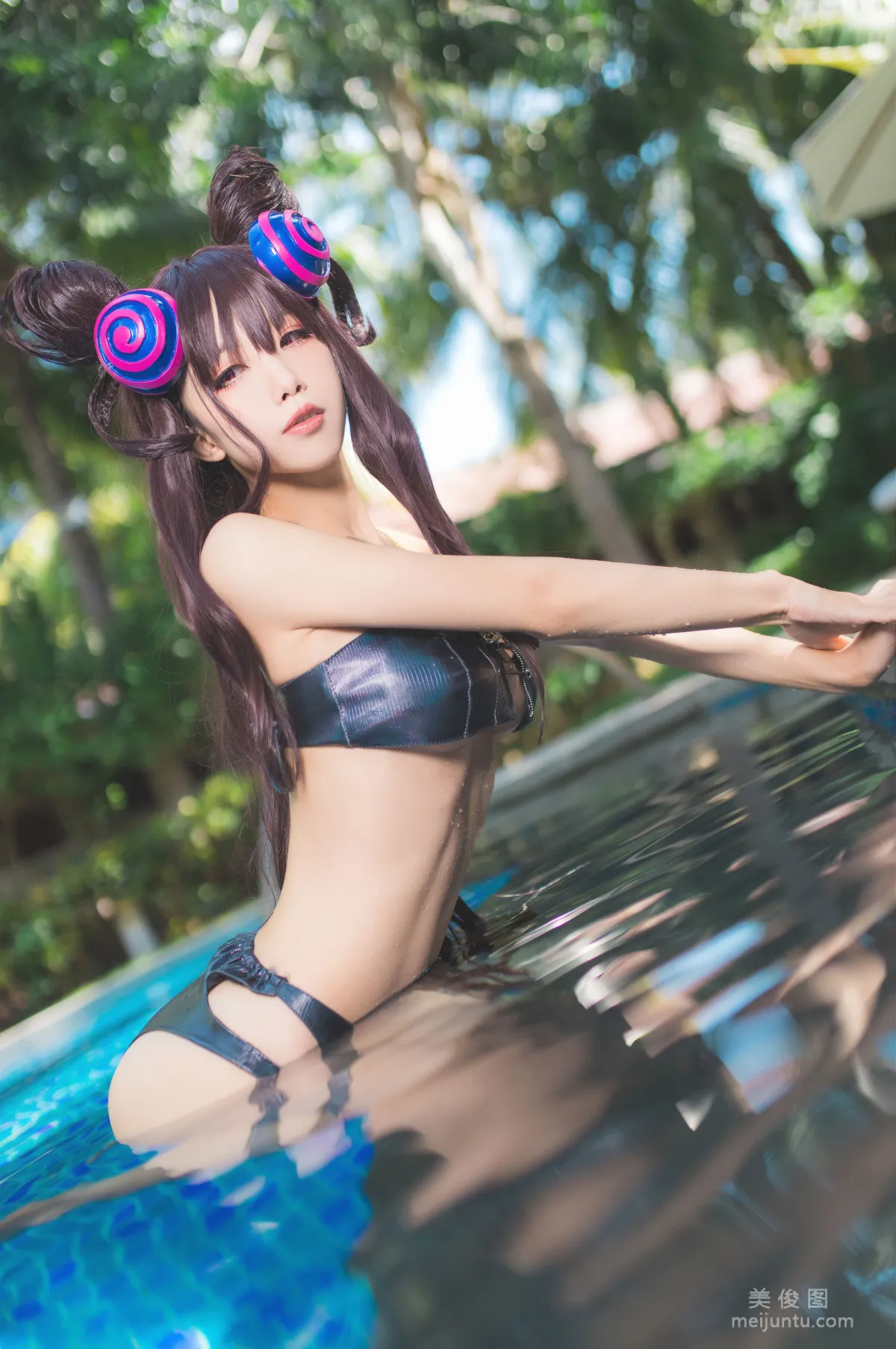 [COS] Anime Blogger Shui Miao aqua Purple Style Swimsuit Ver Photo Set photo 26