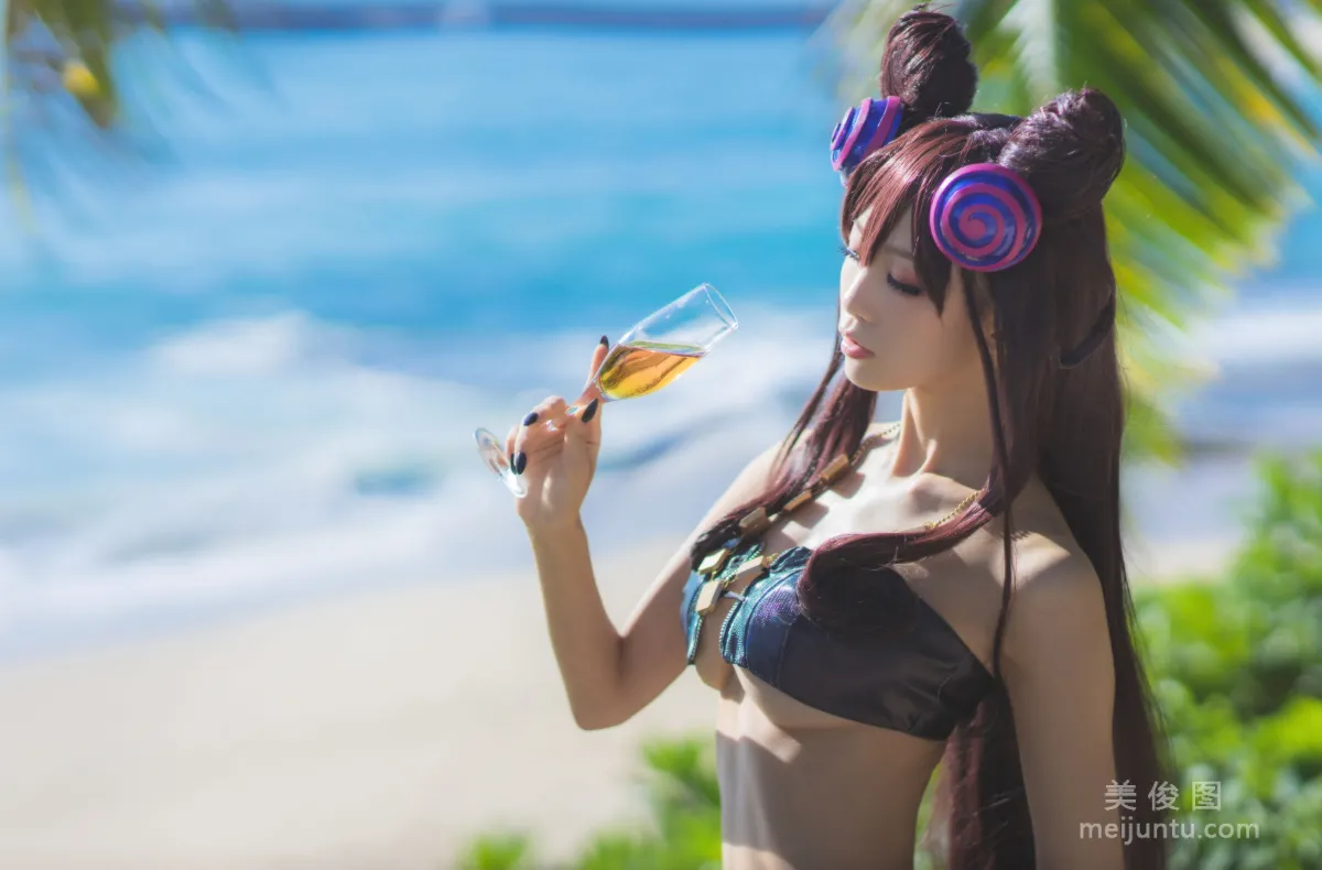[COS] Anime Blogger Shui Miao aqua Purple Style Swimsuit Ver Photo Set photo 15