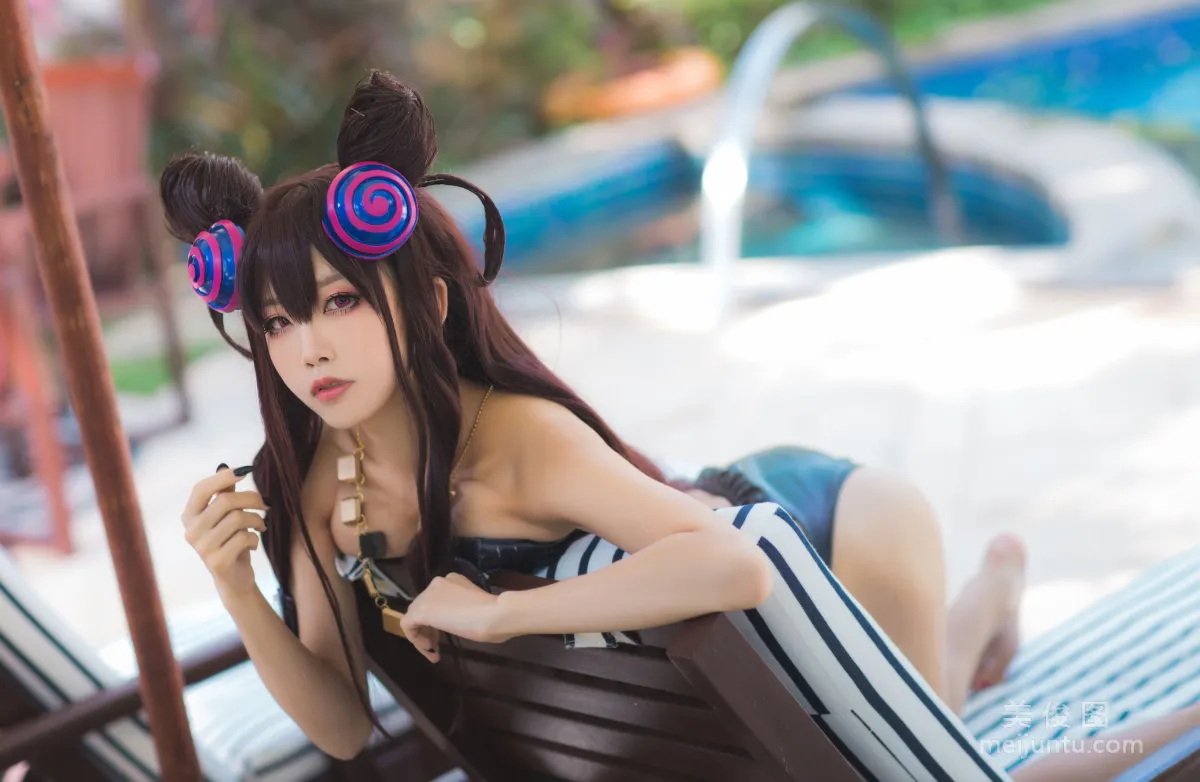 [COS] Anime Blogger Shui Miao aqua Purple Style Swimsuit Ver Photo Set photo 40