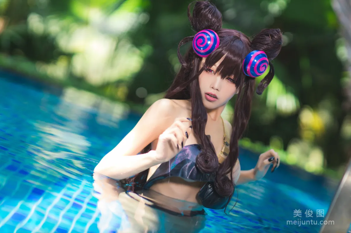 [COS] Anime Blogger Shui Miao aqua Purple Style Swimsuit Ver Photo Set photo 29