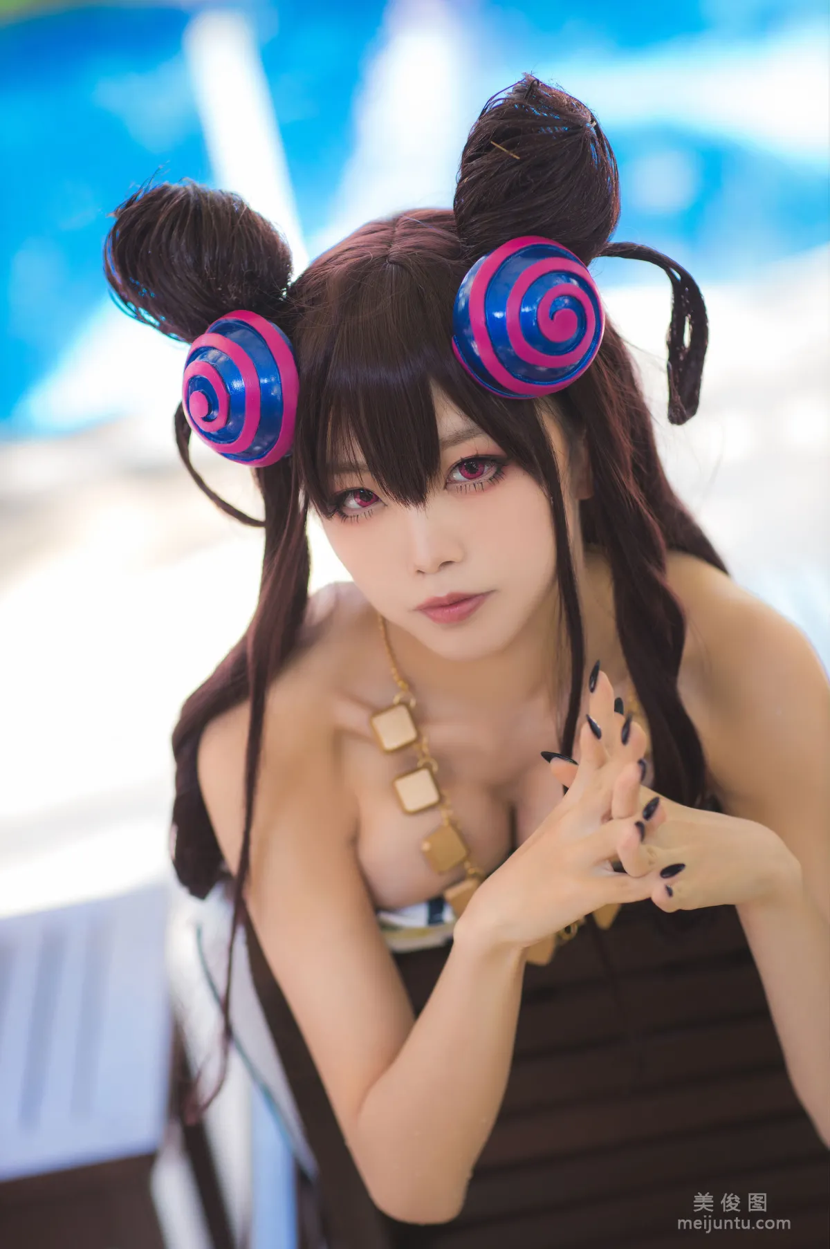 [COS] Anime Blogger Shui Miao aqua Purple Style Swimsuit Ver Photo Set photo 39