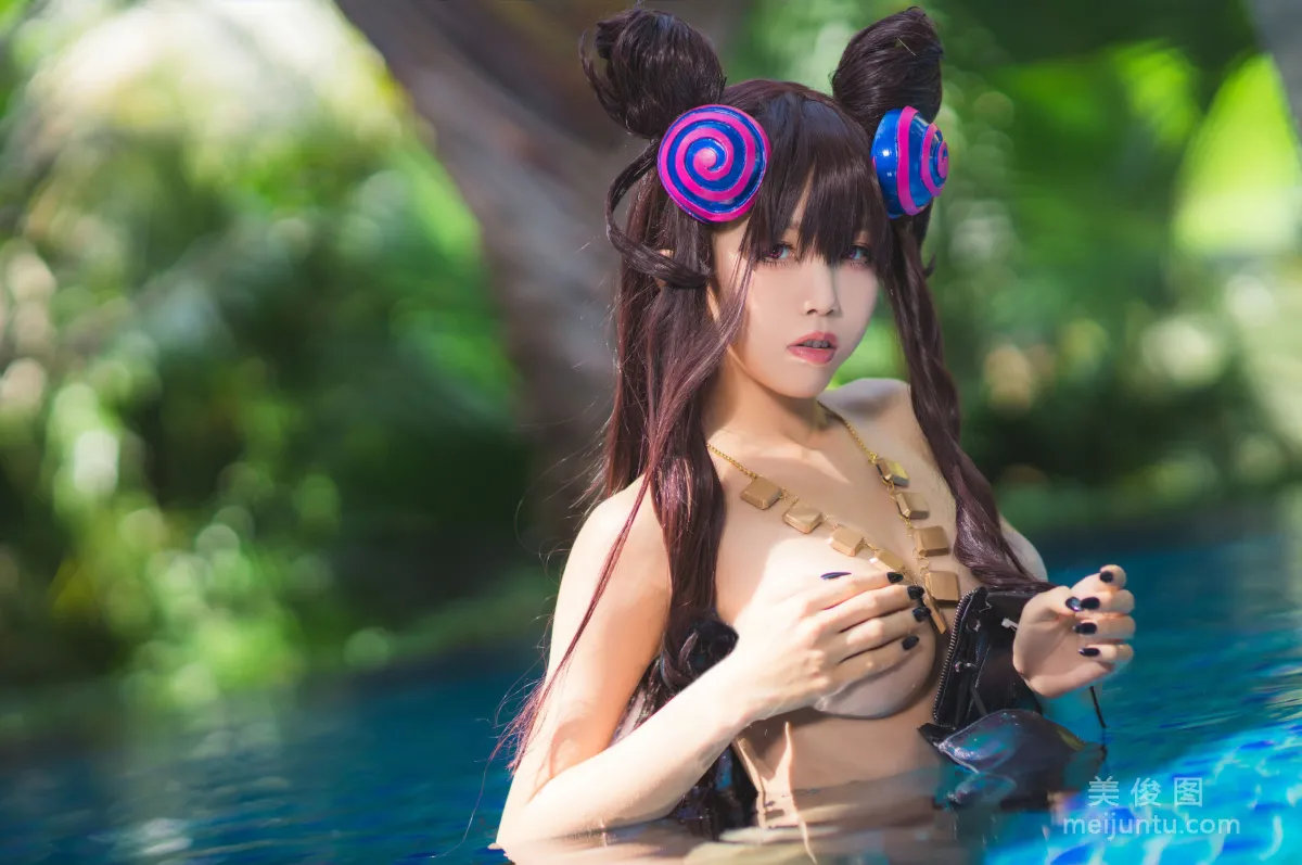[COS] Anime Blogger Shui Miao aqua Purple Style Swimsuit Ver Photo Set photo 33