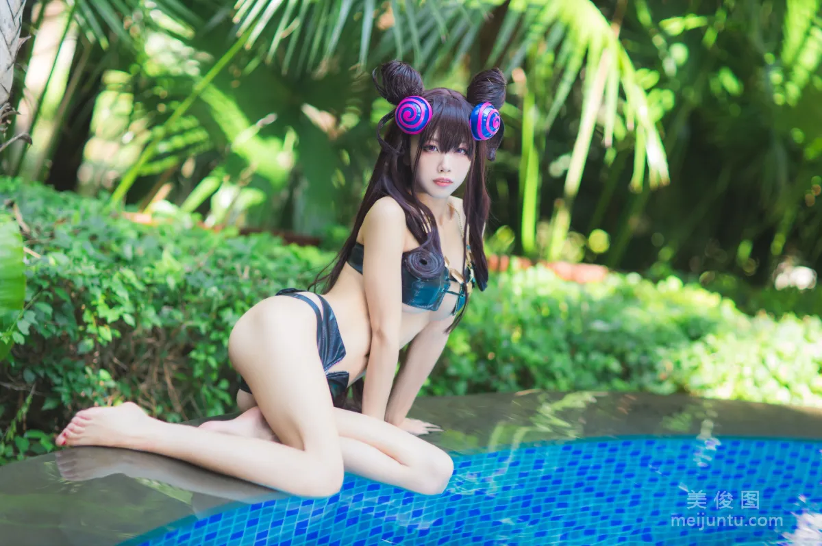 [COS] Anime Blogger Shui Miao aqua Purple Style Swimsuit Ver Photo Set photo 21