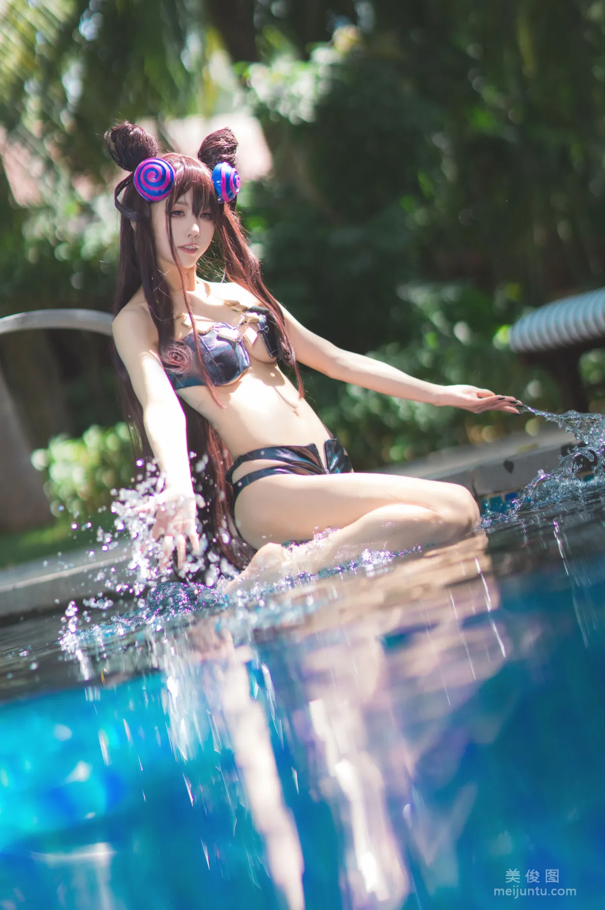 [COS] Anime Blogger Shui Miao aqua Purple Style Swimsuit Ver Photo Set photo 24