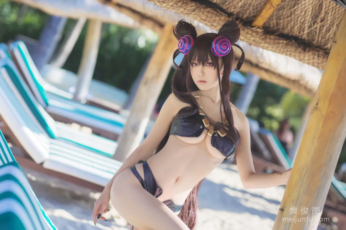 [COS] Anime Blogger Shui Miao aqua Purple Style Swimsuit Ver Photo Set photo 7